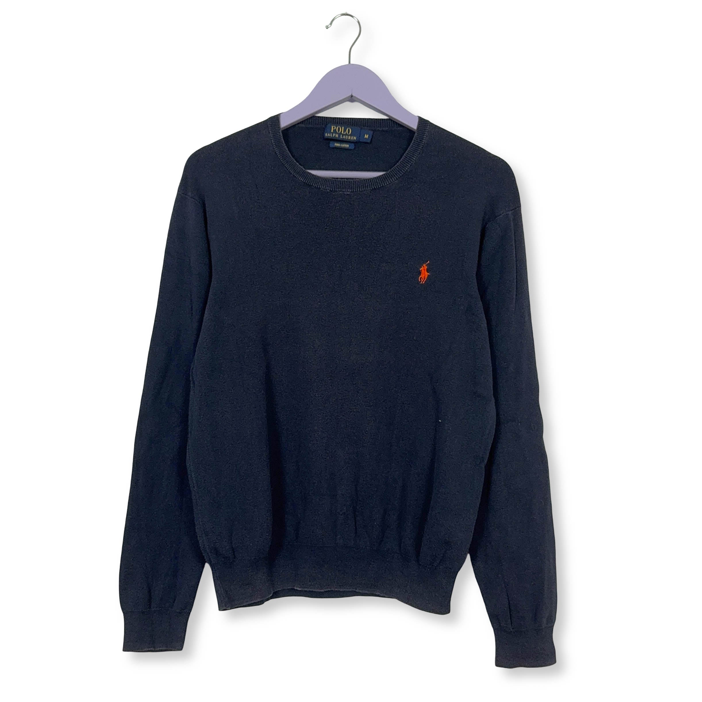 Maglione leggero Ralph Lauren blu scuro a girocollo in cotone pima - Taglia M uomo