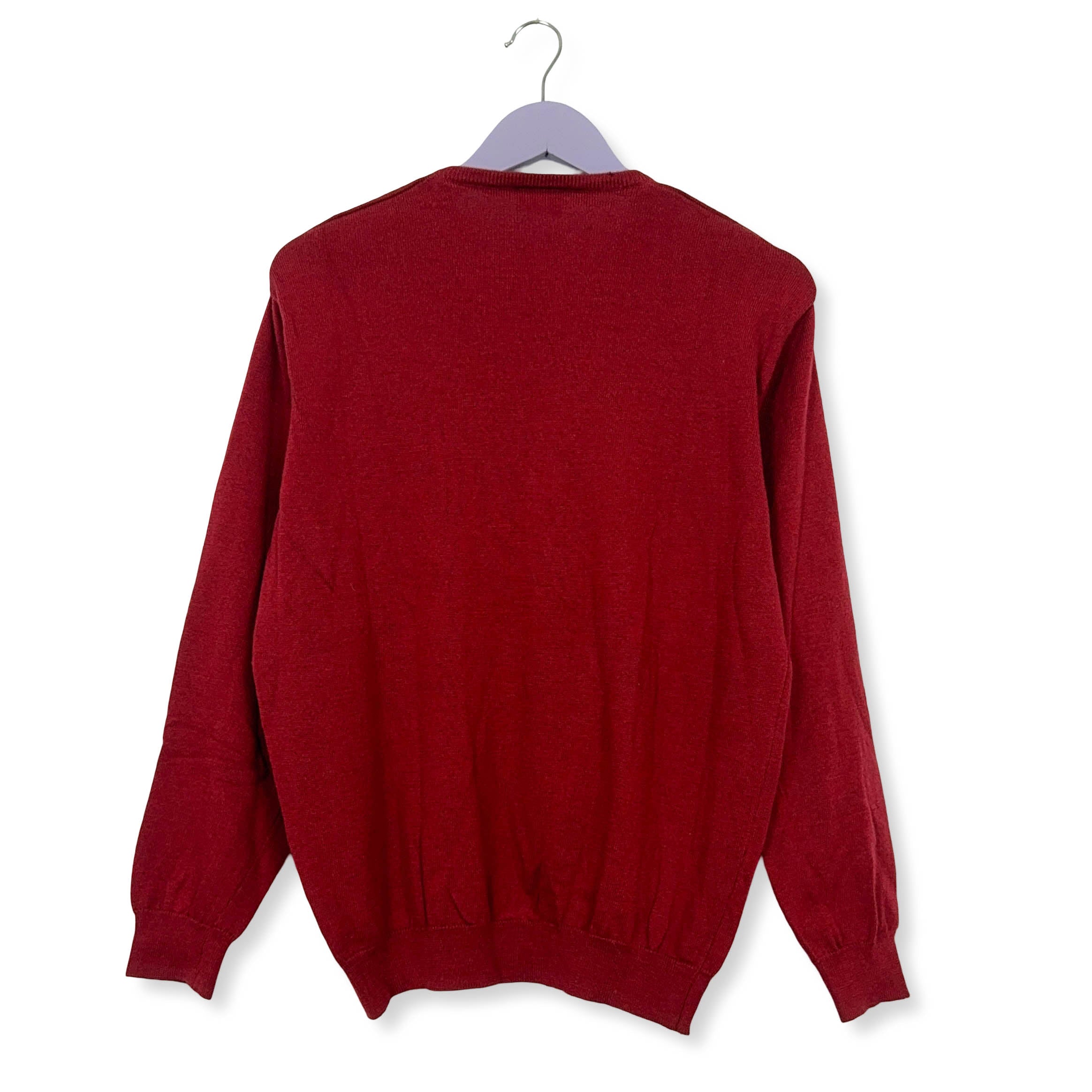 Maglione leggero Lacoste rosso con scollo a V 100% lana vergine - Taglia 4 uomo