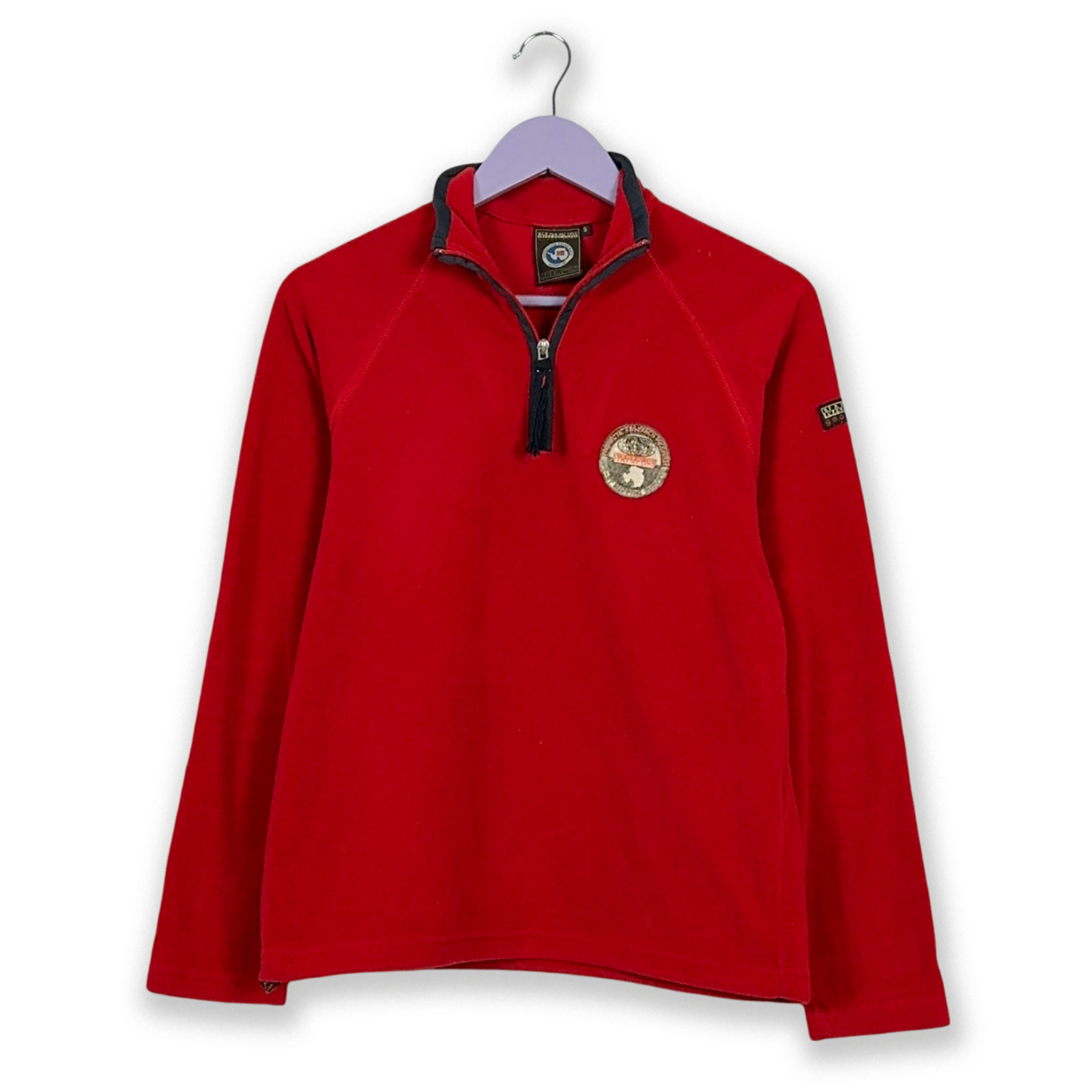 Pile Napapijri Vintage rosso quarter zip con ricamo - Taglia S/M uomo