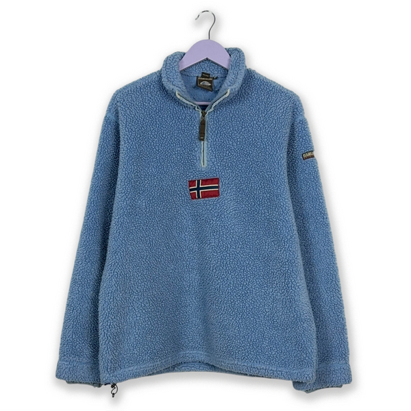 Pile Napapijri Vintage azzurro quarter zip con ricamo sul fronte - Taglia XL uomo