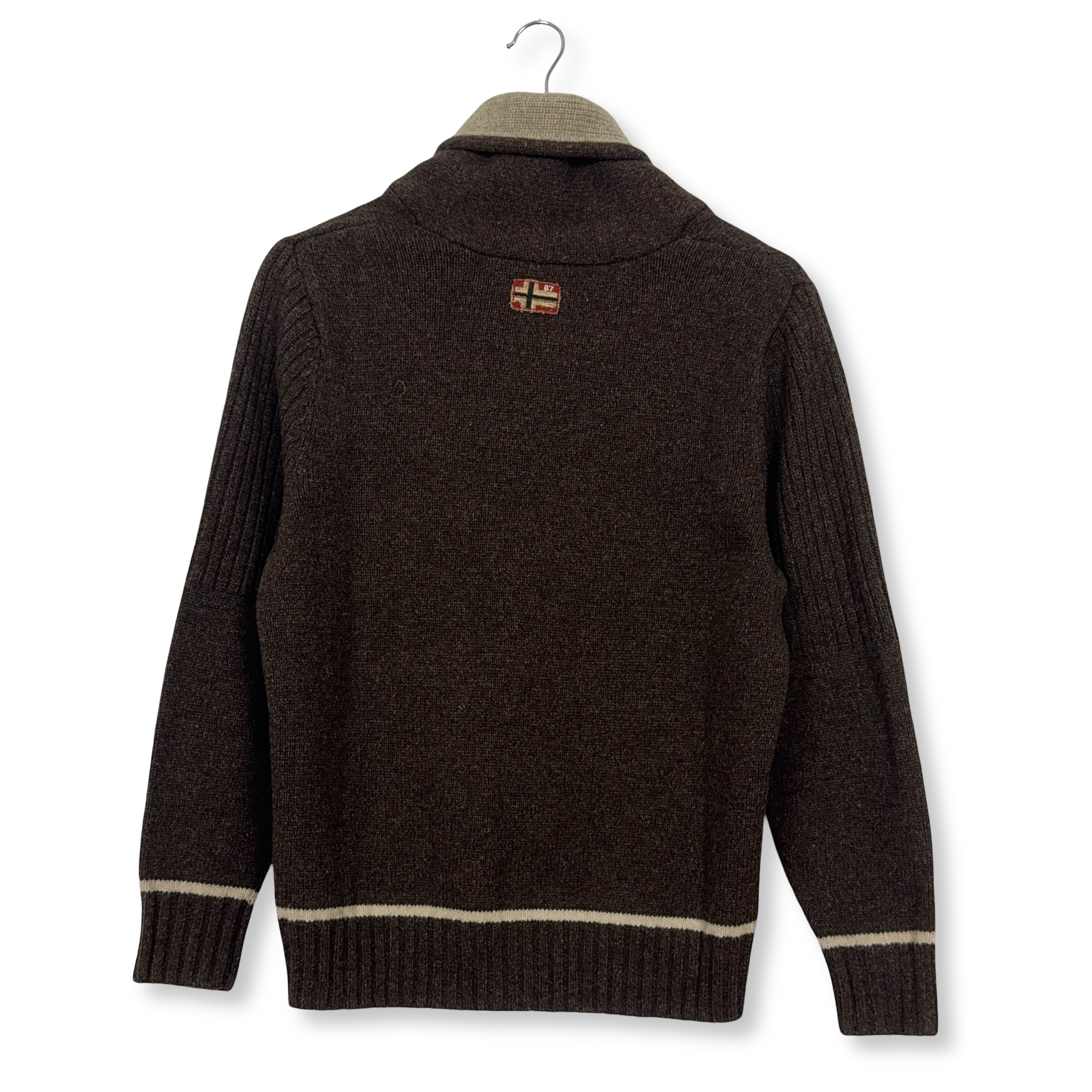 Maglione Napapijri Geographic marrone 80% lana a collo alto - Taglia S uomo