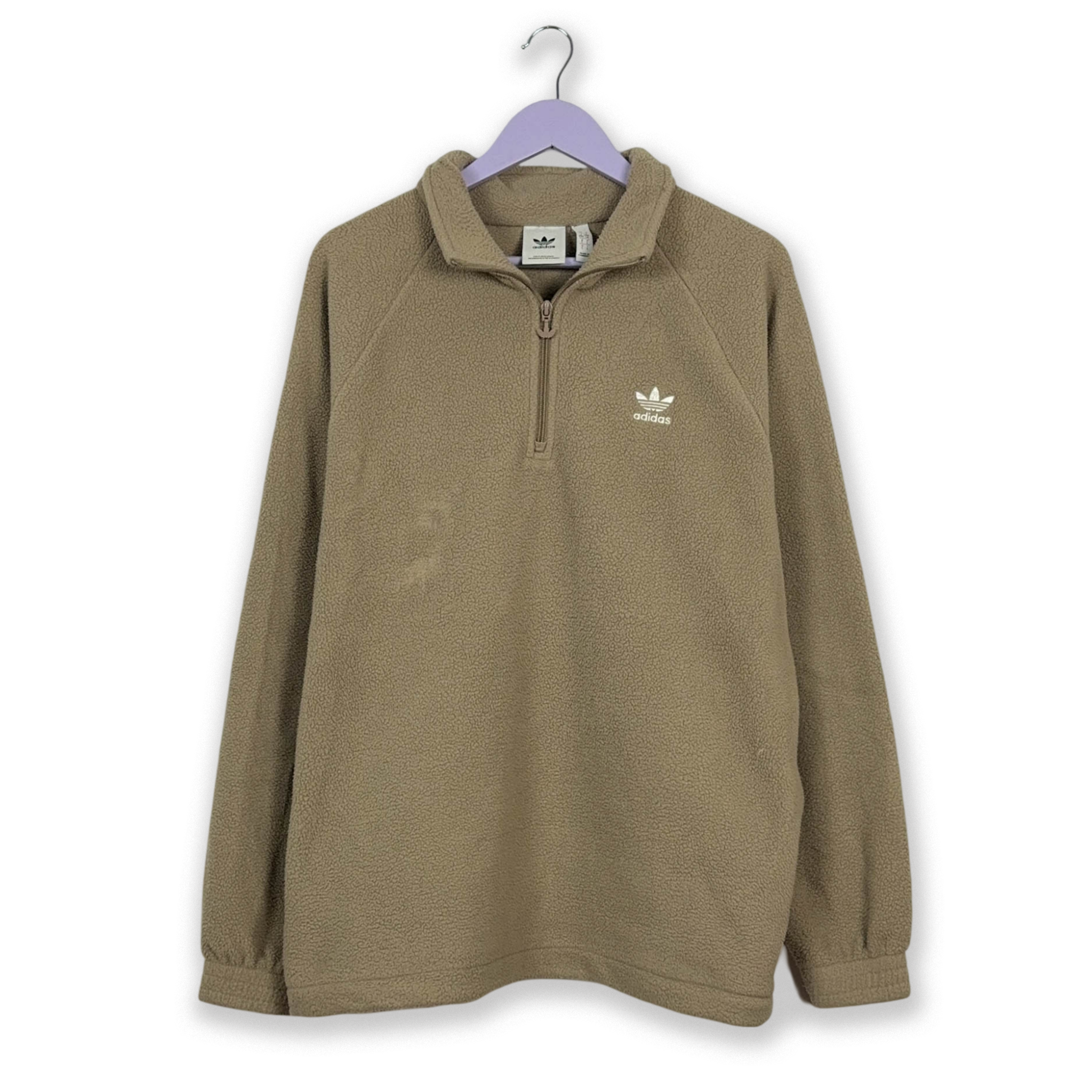 Pile Adidas marrone chiaro quarter zip con cappuccio - Taglia L/XL uomo