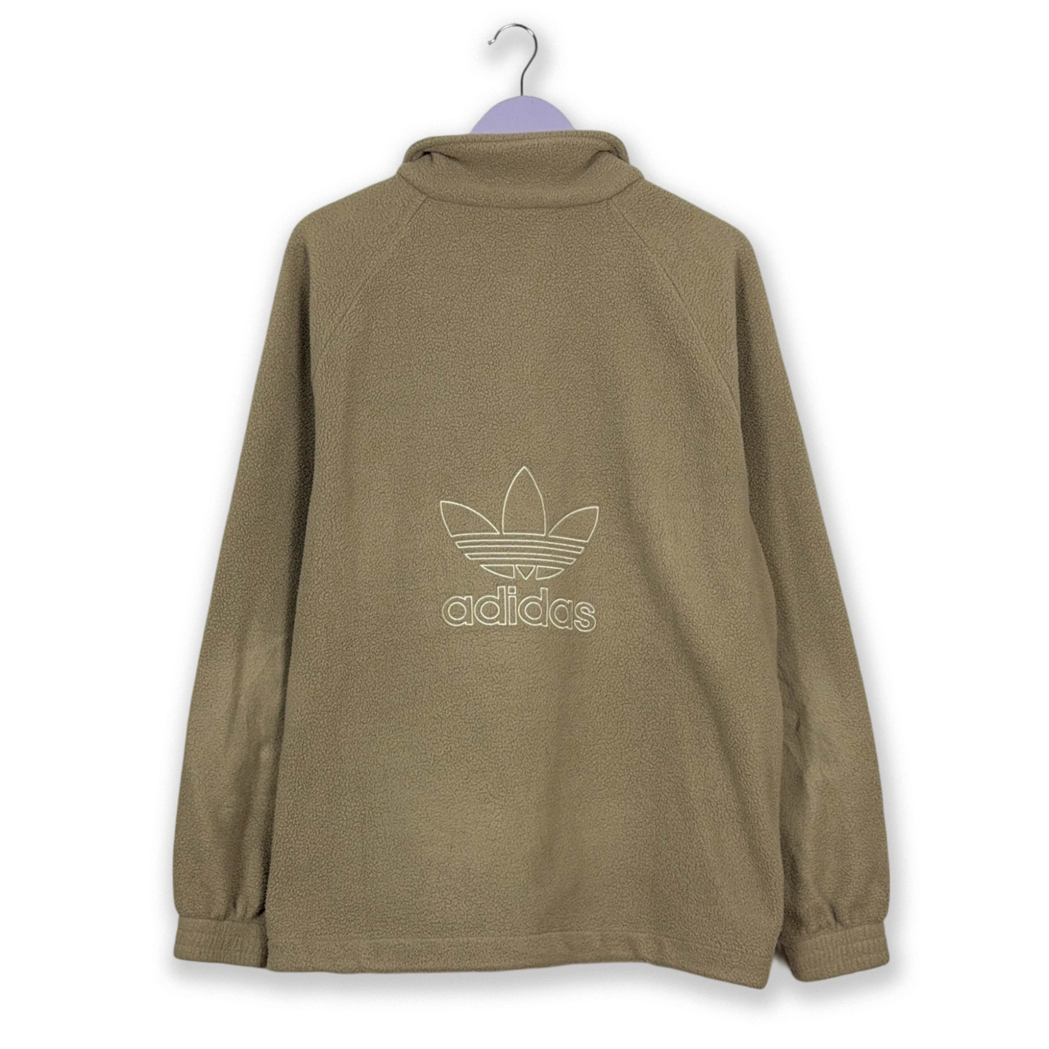 Pile Adidas marrone chiaro quarter zip con cappuccio - Taglia L/XL uomo