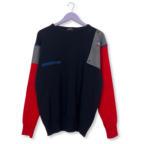 Maglione Paul & Shark Vintage rosso e blu a girocollo 60% lana - Taglia L uomo
