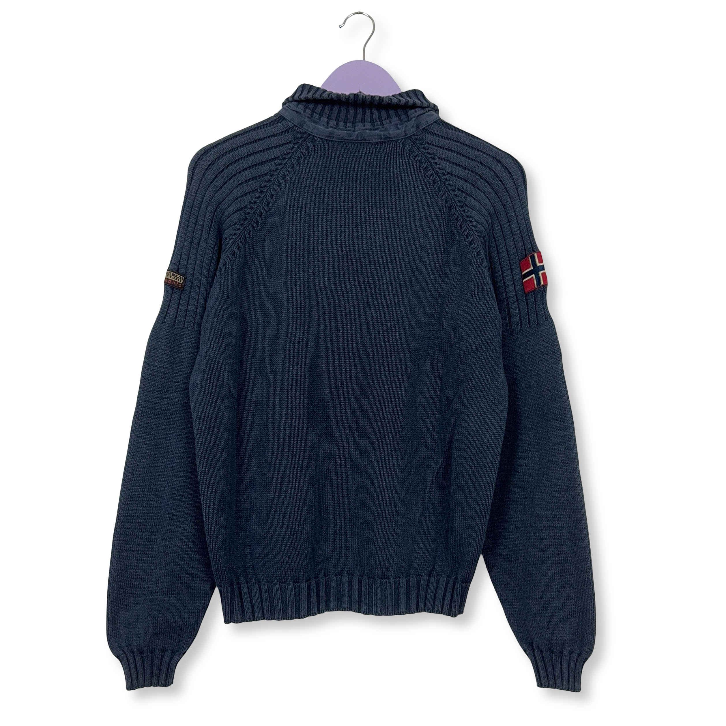 Maglione Napapijri blu scuro quarter zip in cotone - Taglia M uomo