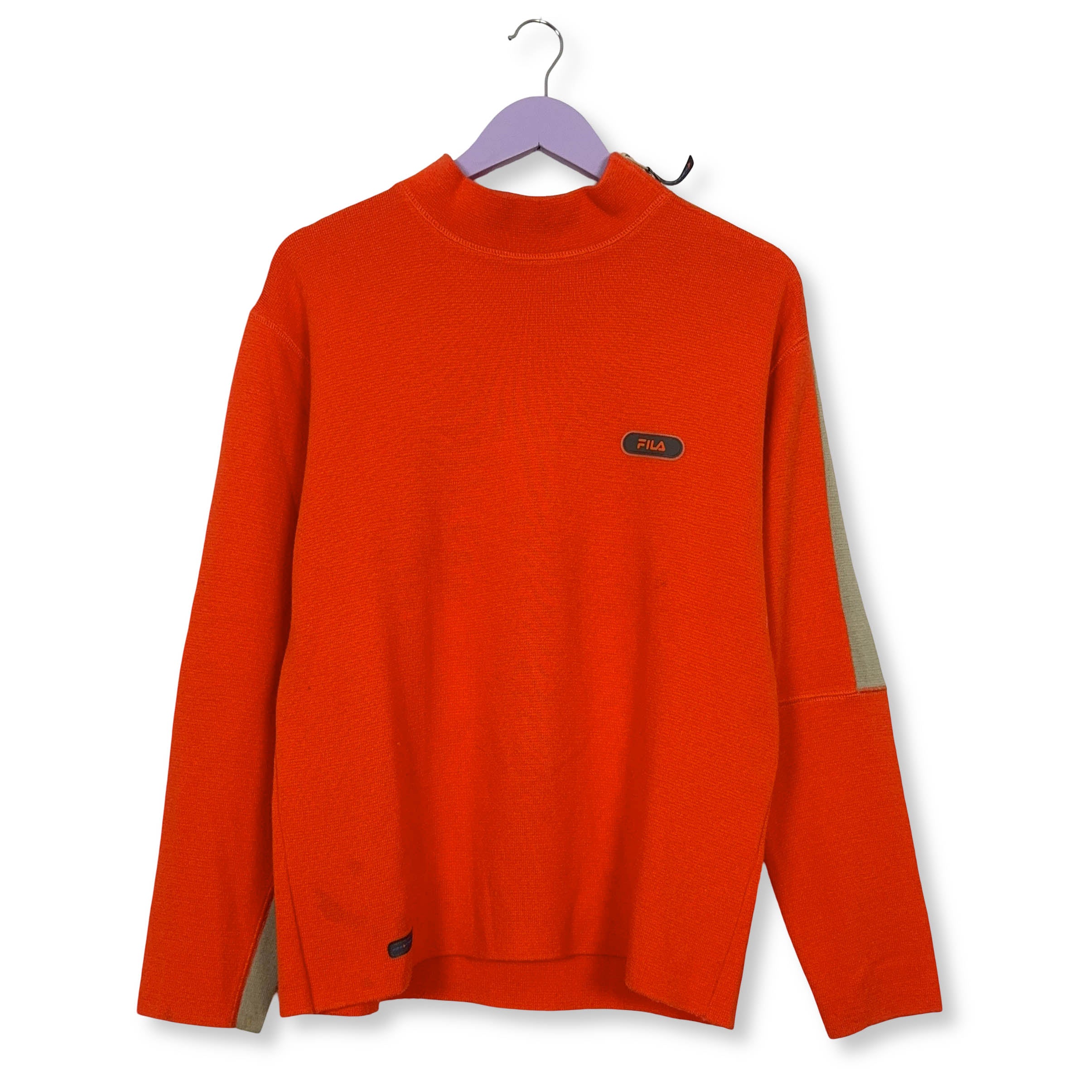 Maglione Fila arancione/rosso a girocollo con zip laterale 50% cotone - Taglia M 50 uomo