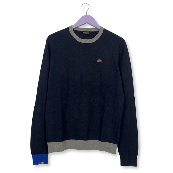 Maglione leggero Napapijri blu scuro a girocollo 30% lana - Taglia M uomo