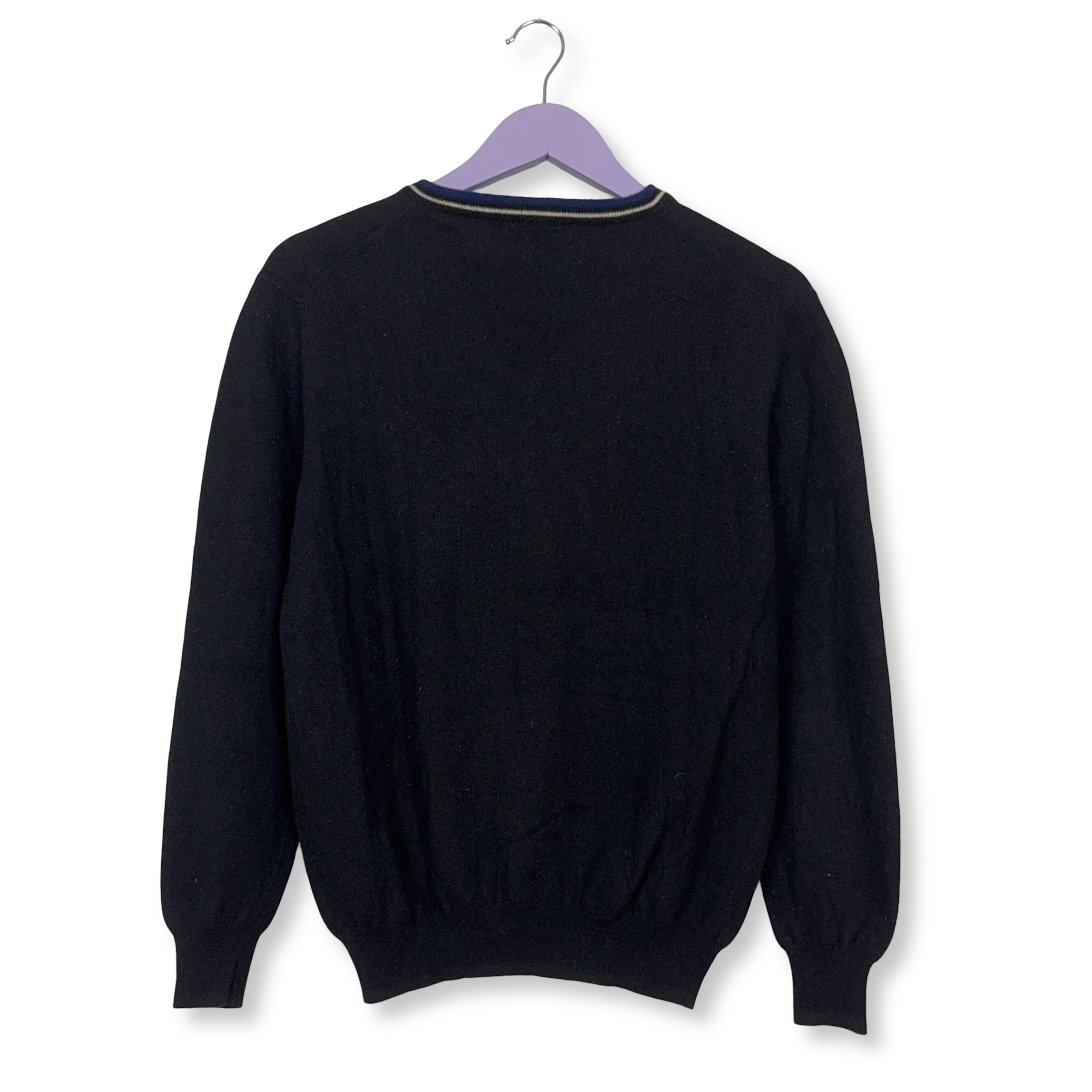 Maglione leggero Fred Perry nero con scollo a V 100% lana - Taglia XS/S uomo