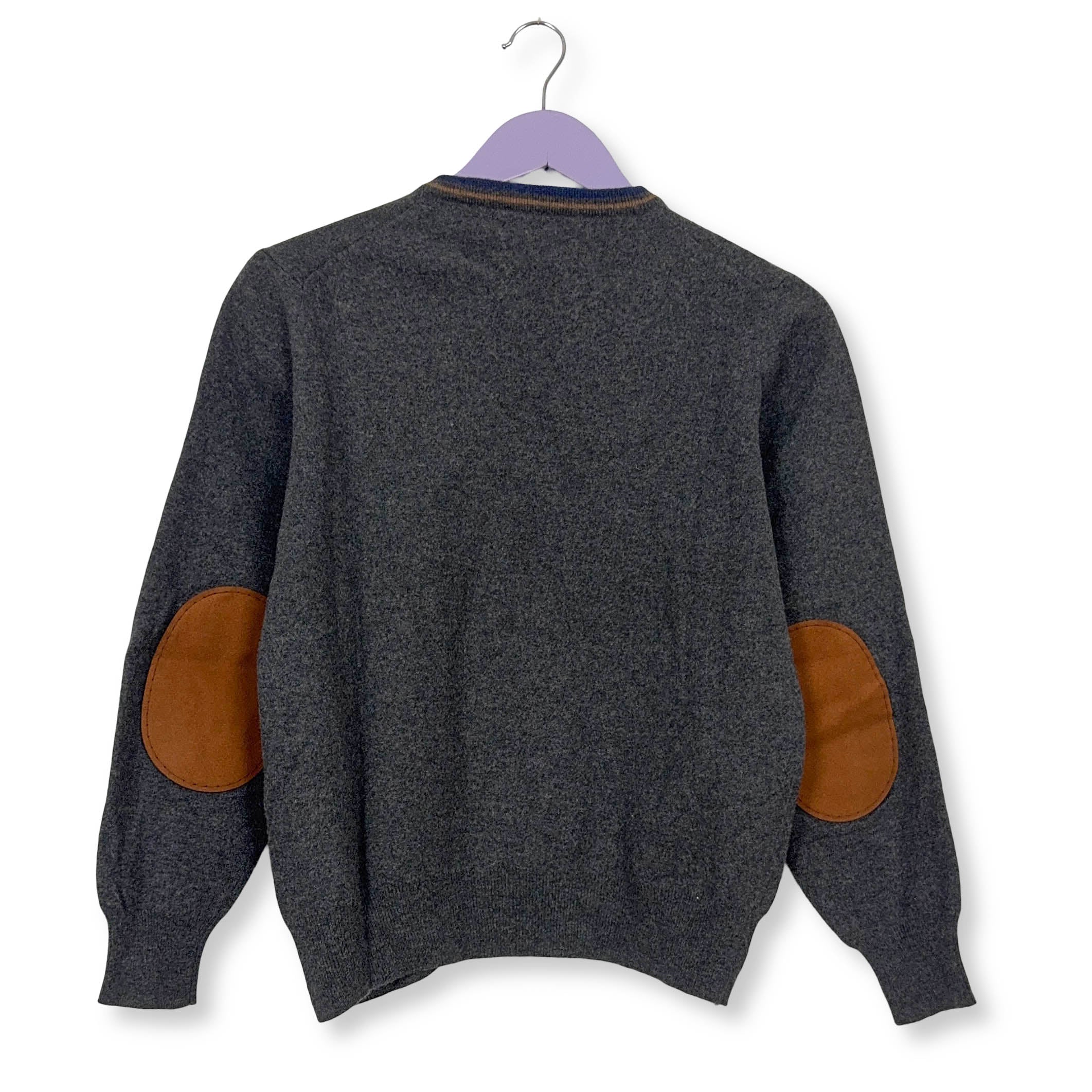 Maglione leggero Fred Perry grigio scuro con scollo a V in lana - Taglia XS uomo