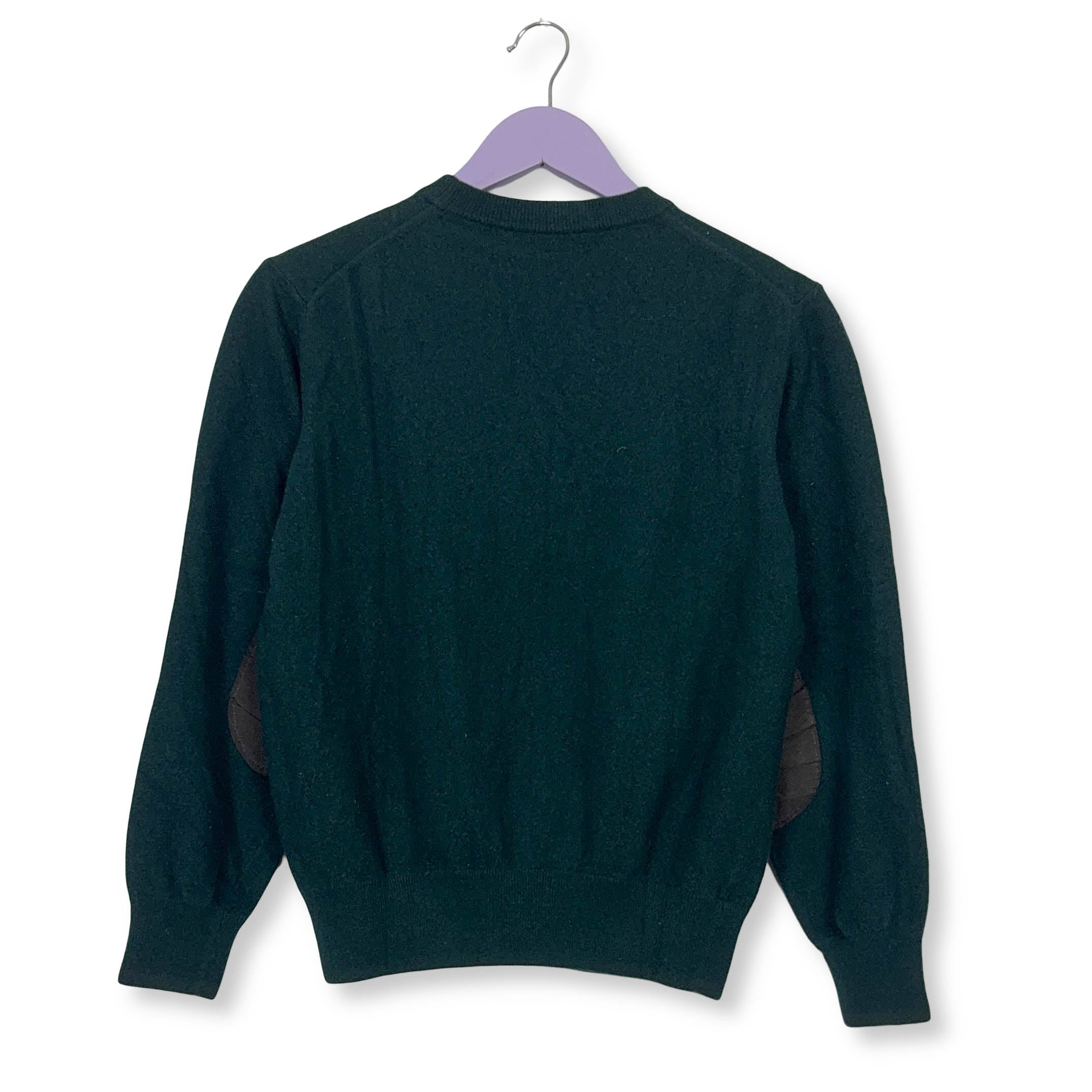 Maglione Fred Perry verde scuro a girocollo in lana merino e cashmere - Taglia S uomo