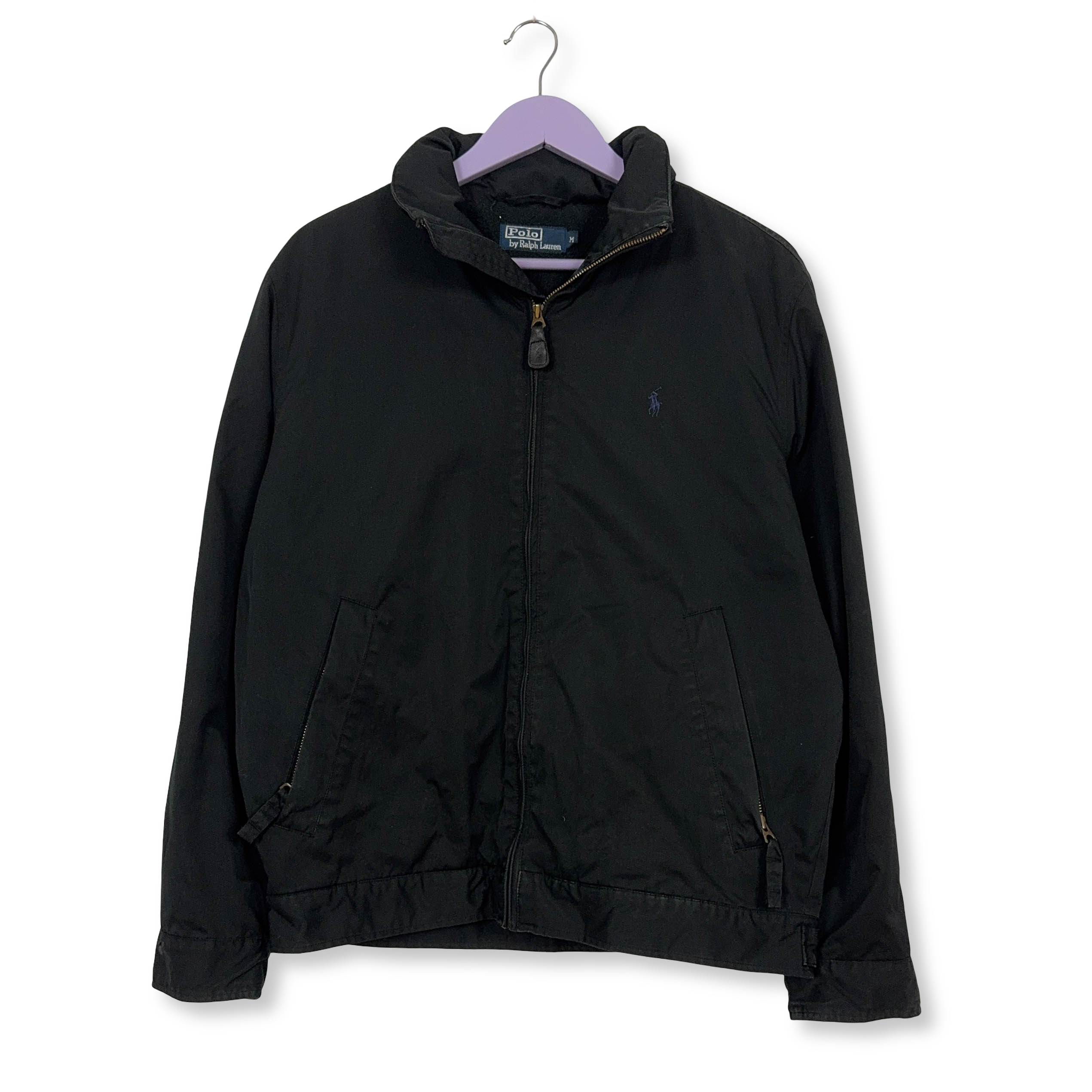 Giacca invernale Ralph Lauren nera con zip e cappuccio - Taglia M uomo