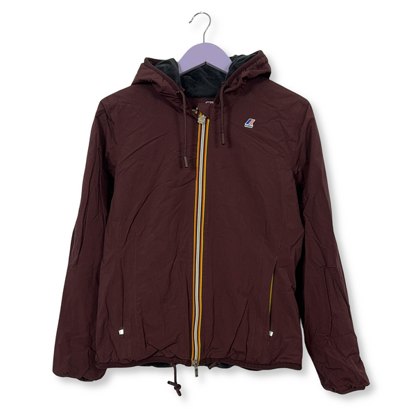 Giacca invernale K way bordeaux con zip e cappuccio - Taglia XXS/XS uomo