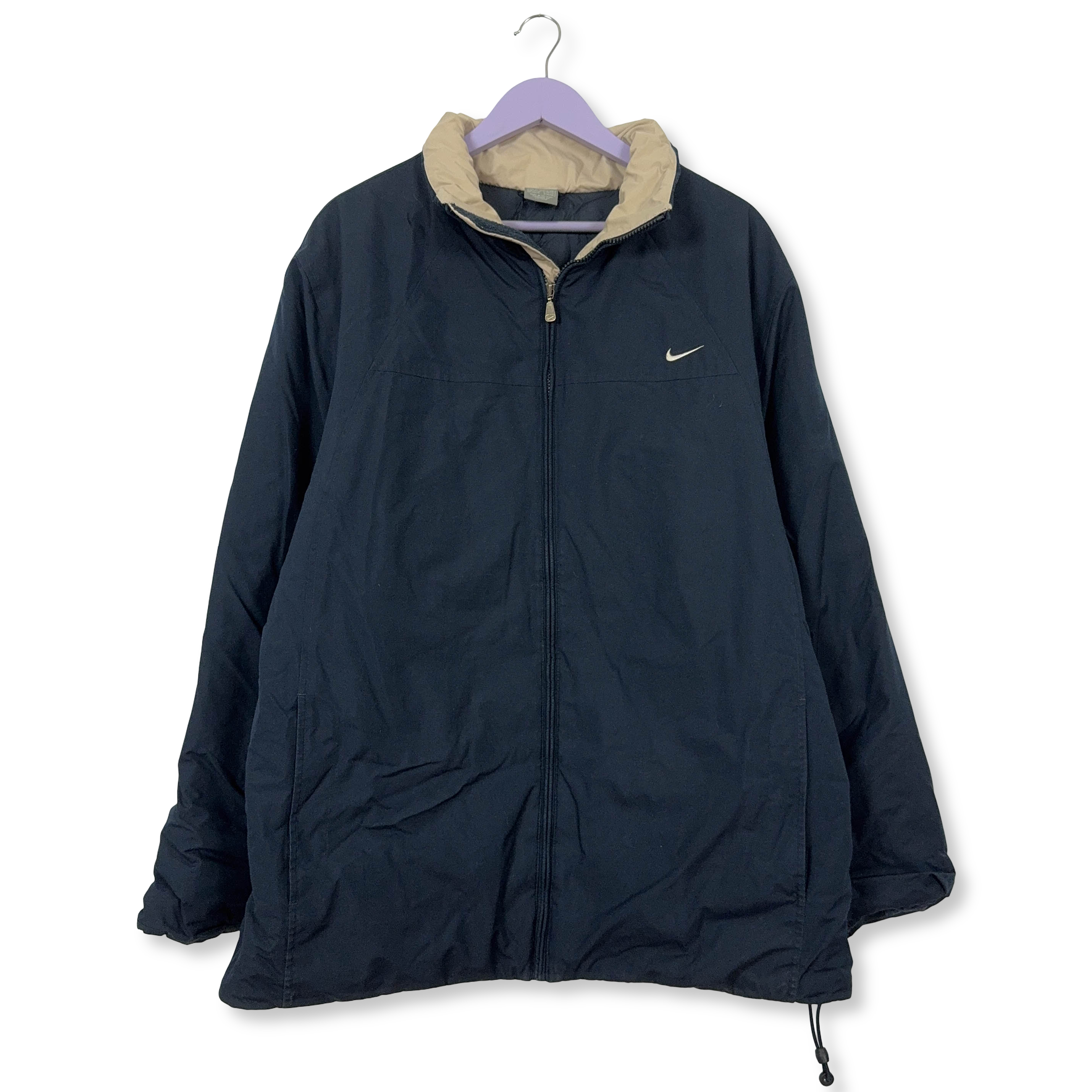 Giacca invernale Nike Vintage blu scuro con zip anni 00 - Taglia XL uomo