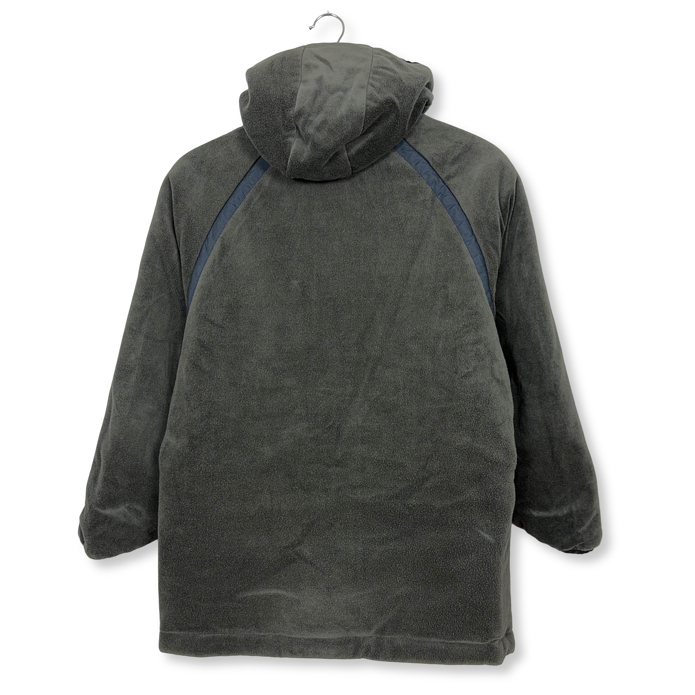 Giacca invernale Nike Vintage Double Face rossa e grigia con zip e cappuccio anni 00 - Taglia S uomo