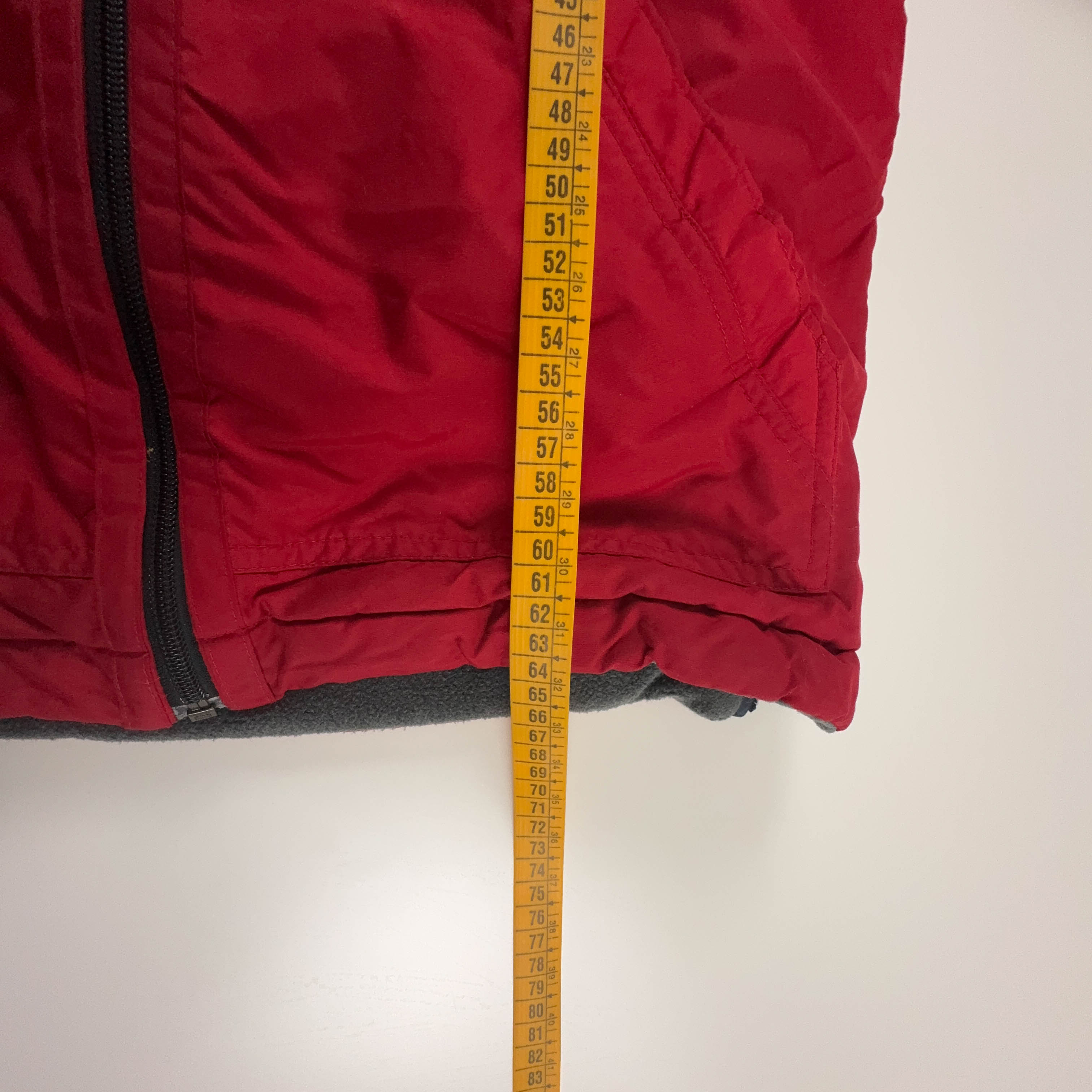 Giacca invernale Nike Vintage Double Face rossa e grigia con zip e cappuccio anni 00 - Taglia S uomo