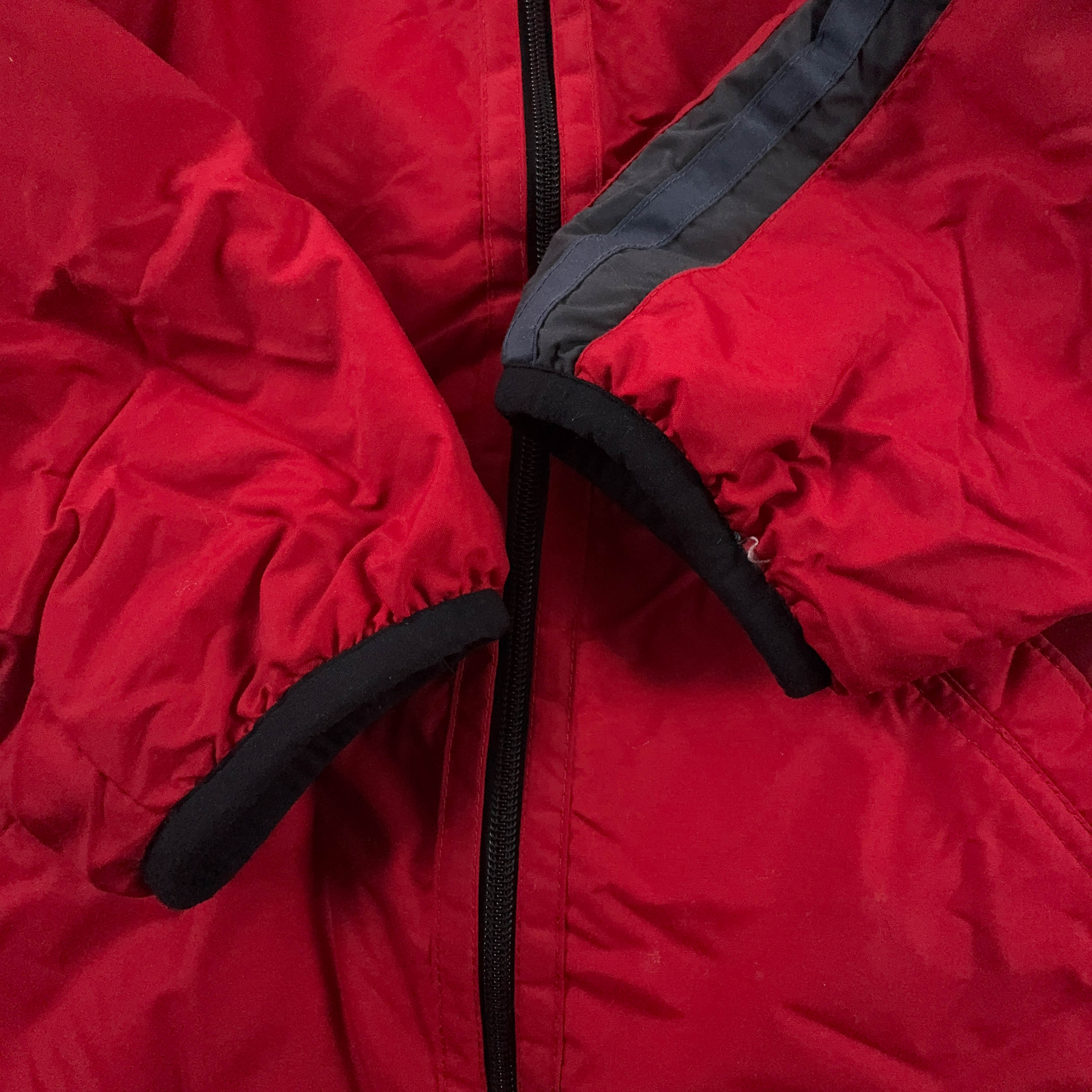 Giacca invernale Nike Vintage Double Face rossa e grigia con zip e cappuccio anni 00 - Taglia S uomo