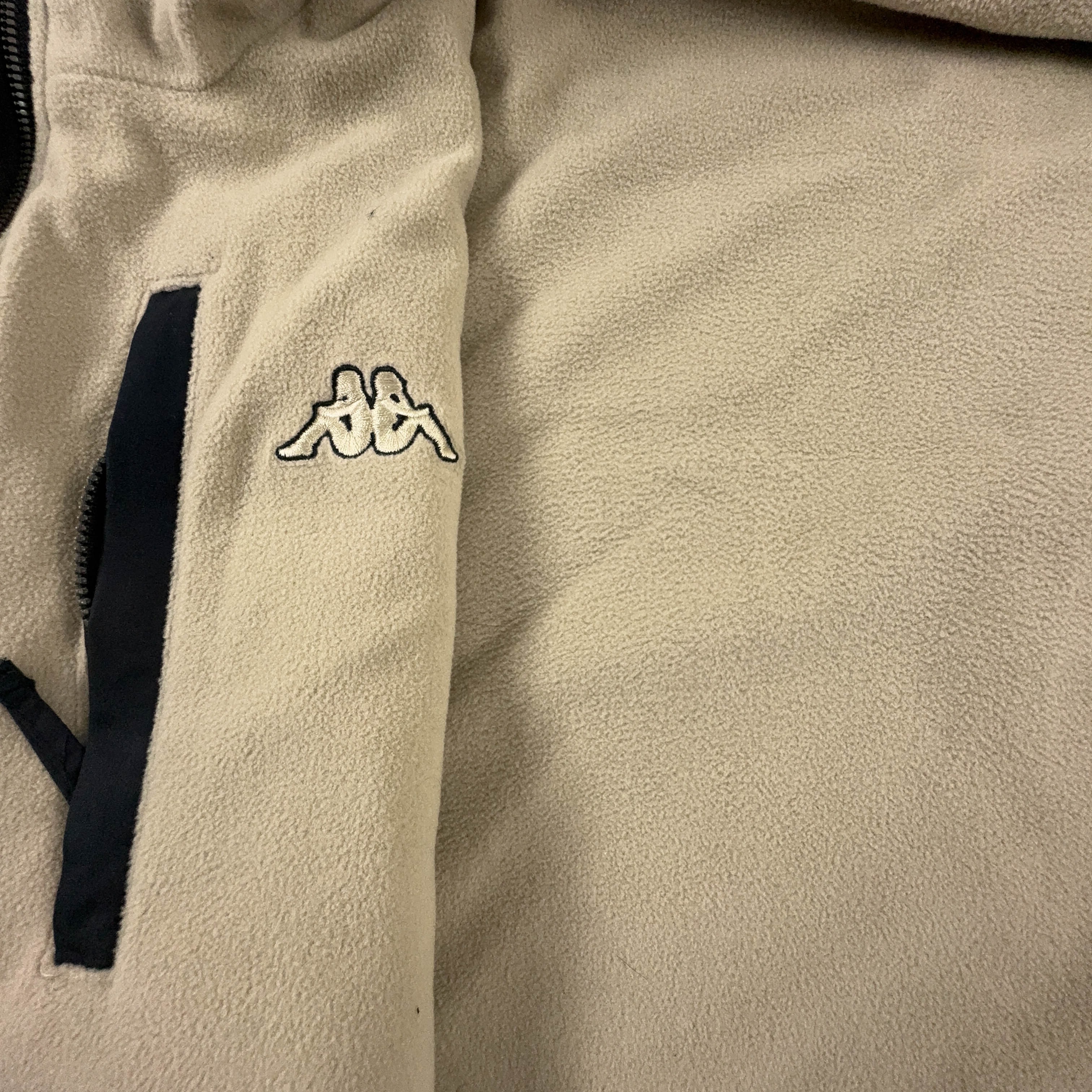 Giacca invernale Kappa Vintage Double Face nera e beige con cappuccio pile interno - Taglia L/XL uomo