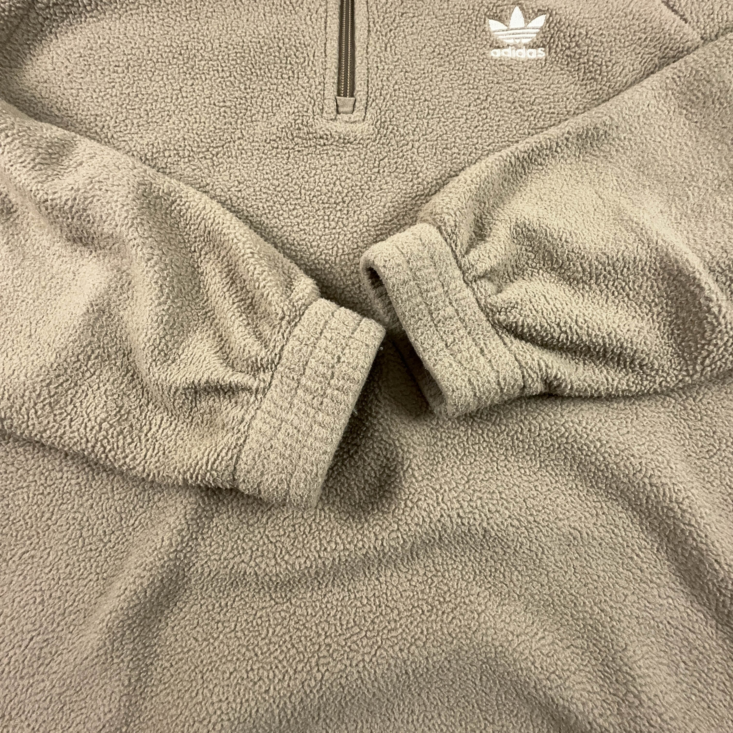 Pile Adidas marrone chiaro quarter zip con cappuccio - Taglia L/XL uomo