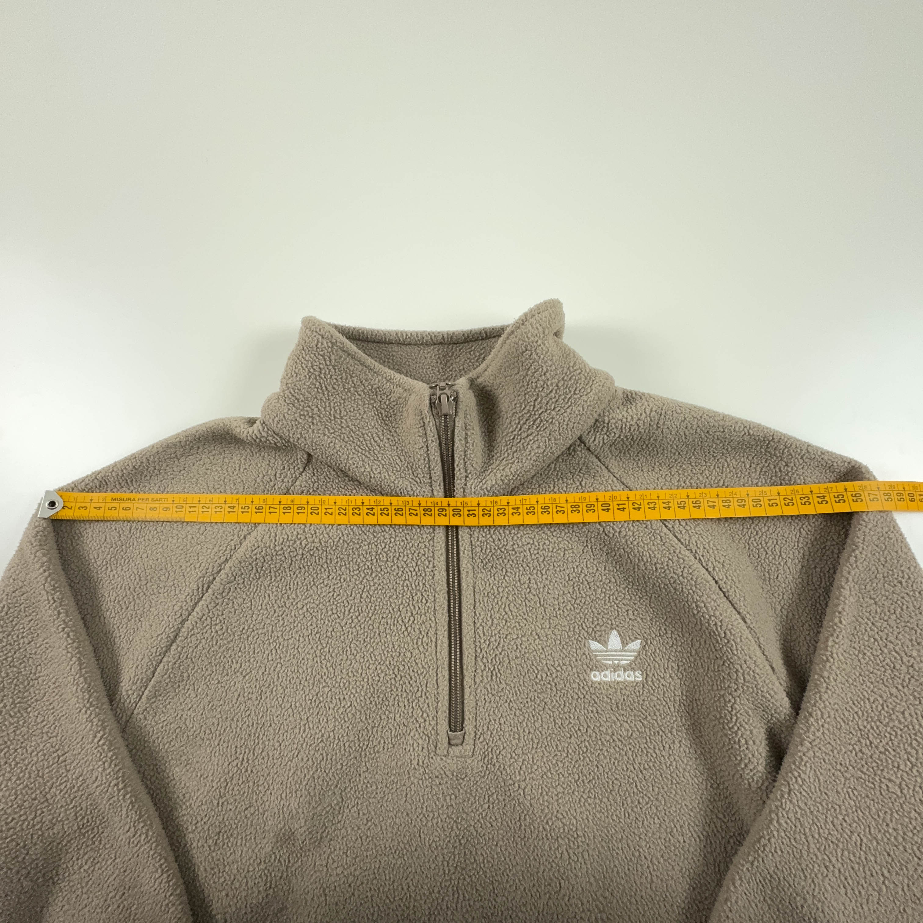 Pile Adidas marrone chiaro quarter zip con cappuccio - Taglia L/XL uomo