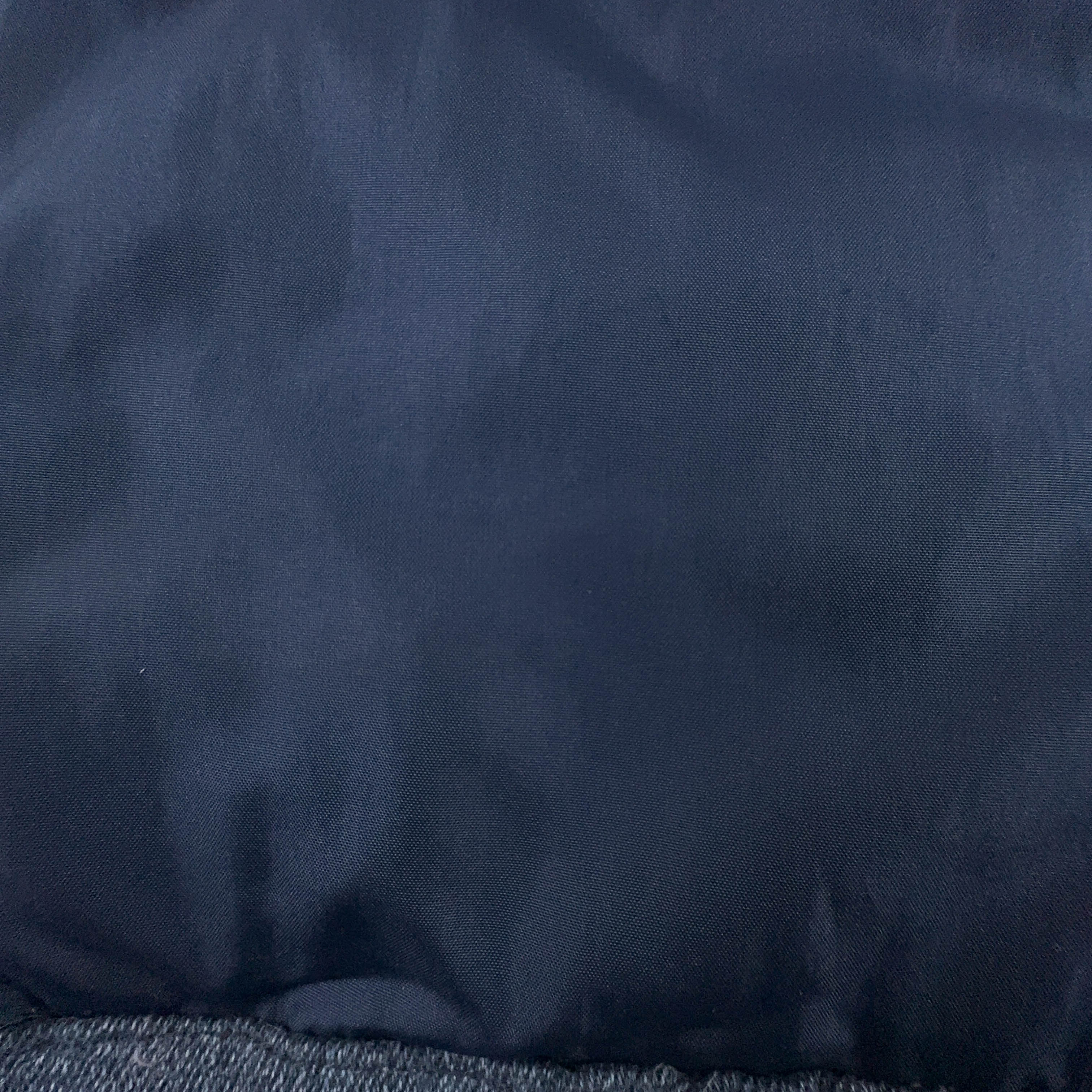 Giubbotto smanicato Nike Vintage foderato blu scuro in denim con zip e cappuccio anni 00 - Taglia S/M uomo