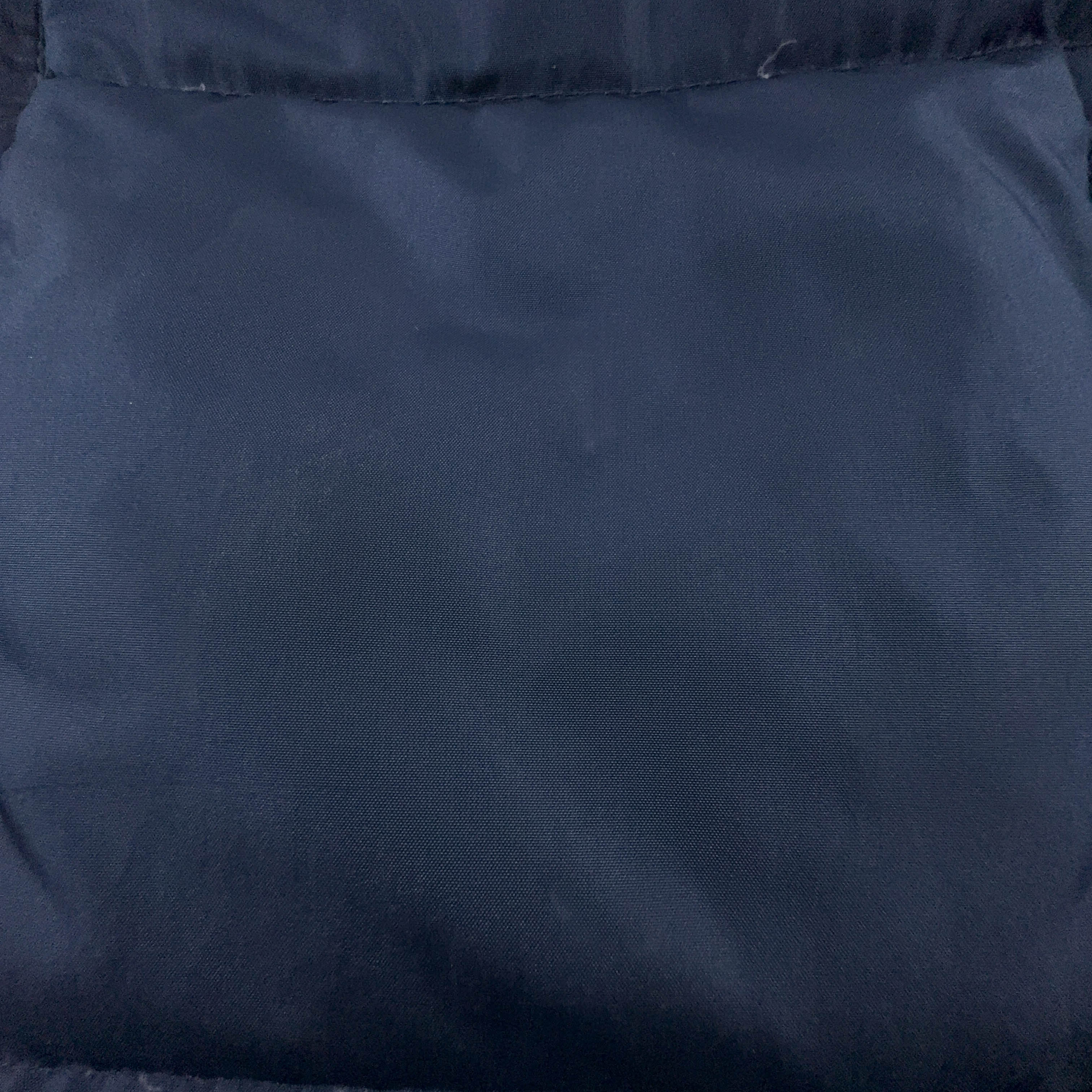 Giubbotto smanicato Nike Vintage foderato blu scuro in denim con zip e cappuccio anni 00 - Taglia S/M uomo