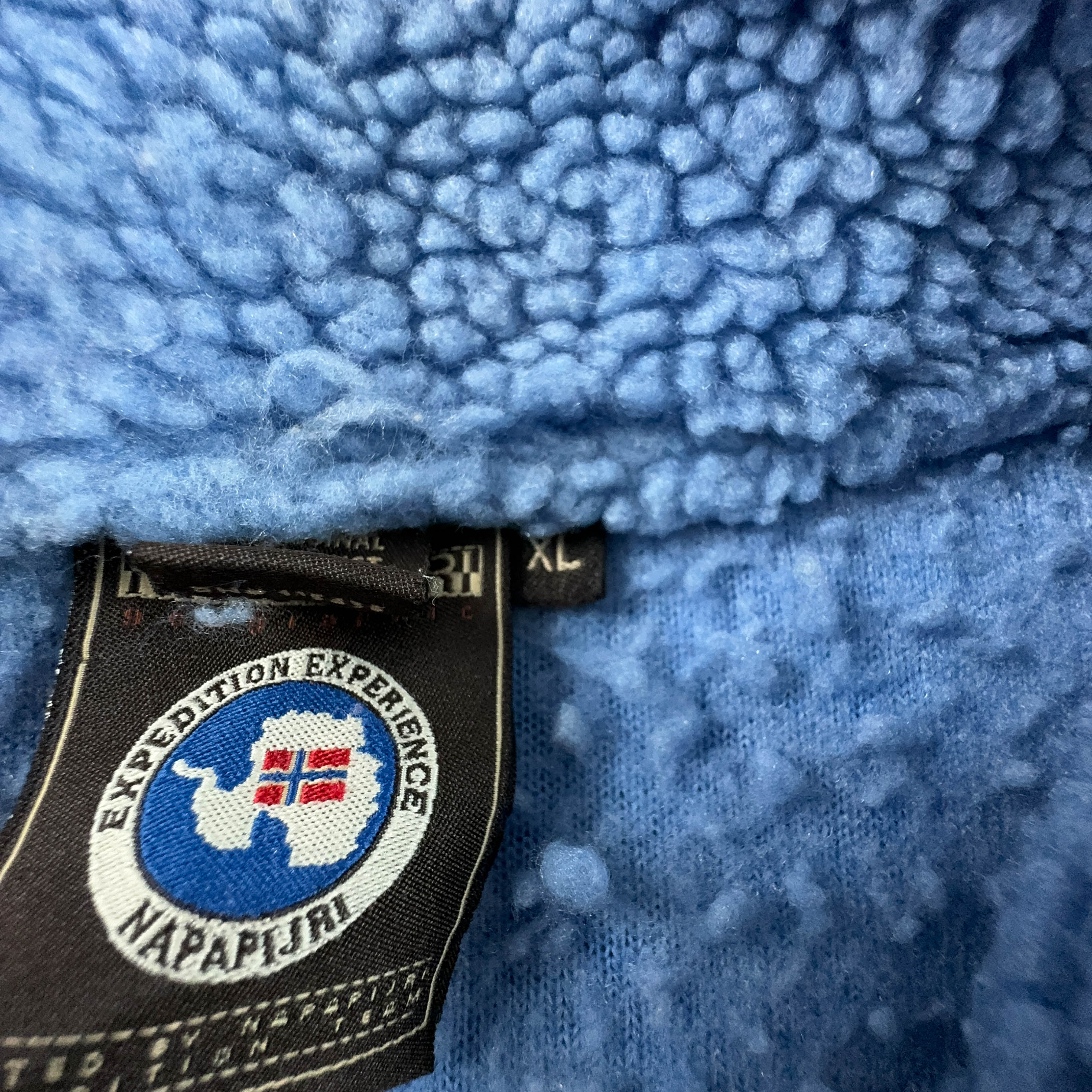 Pile Napapijri Vintage azzurro quarter zip con ricamo sul fronte - Taglia XL uomo