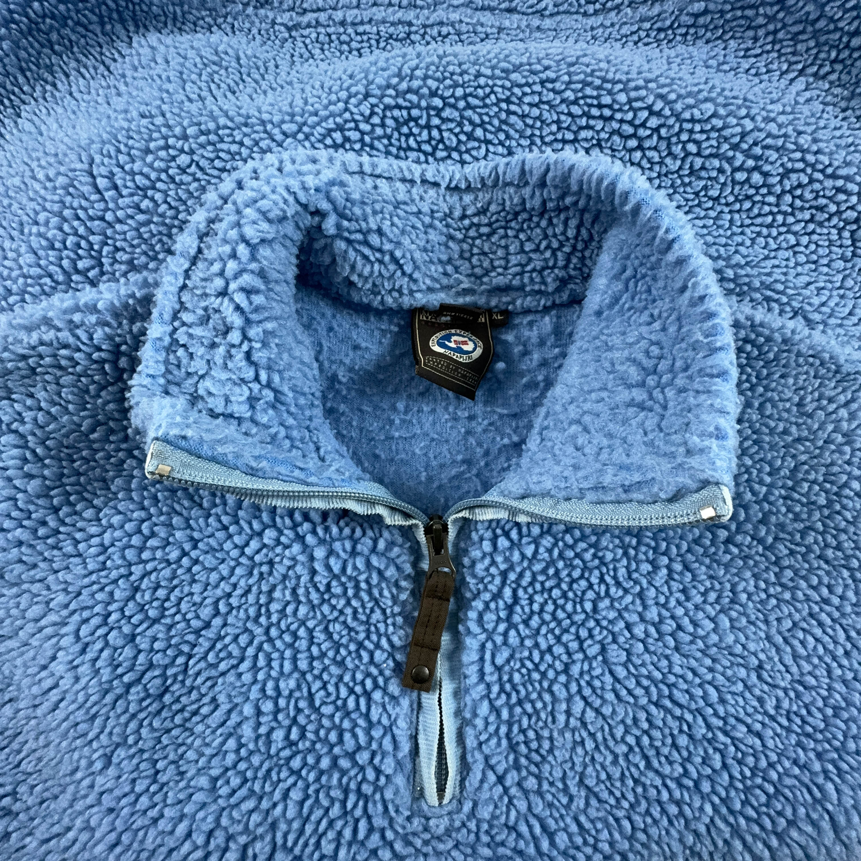 Pile Napapijri Vintage azzurro quarter zip con ricamo sul fronte - Taglia XL uomo