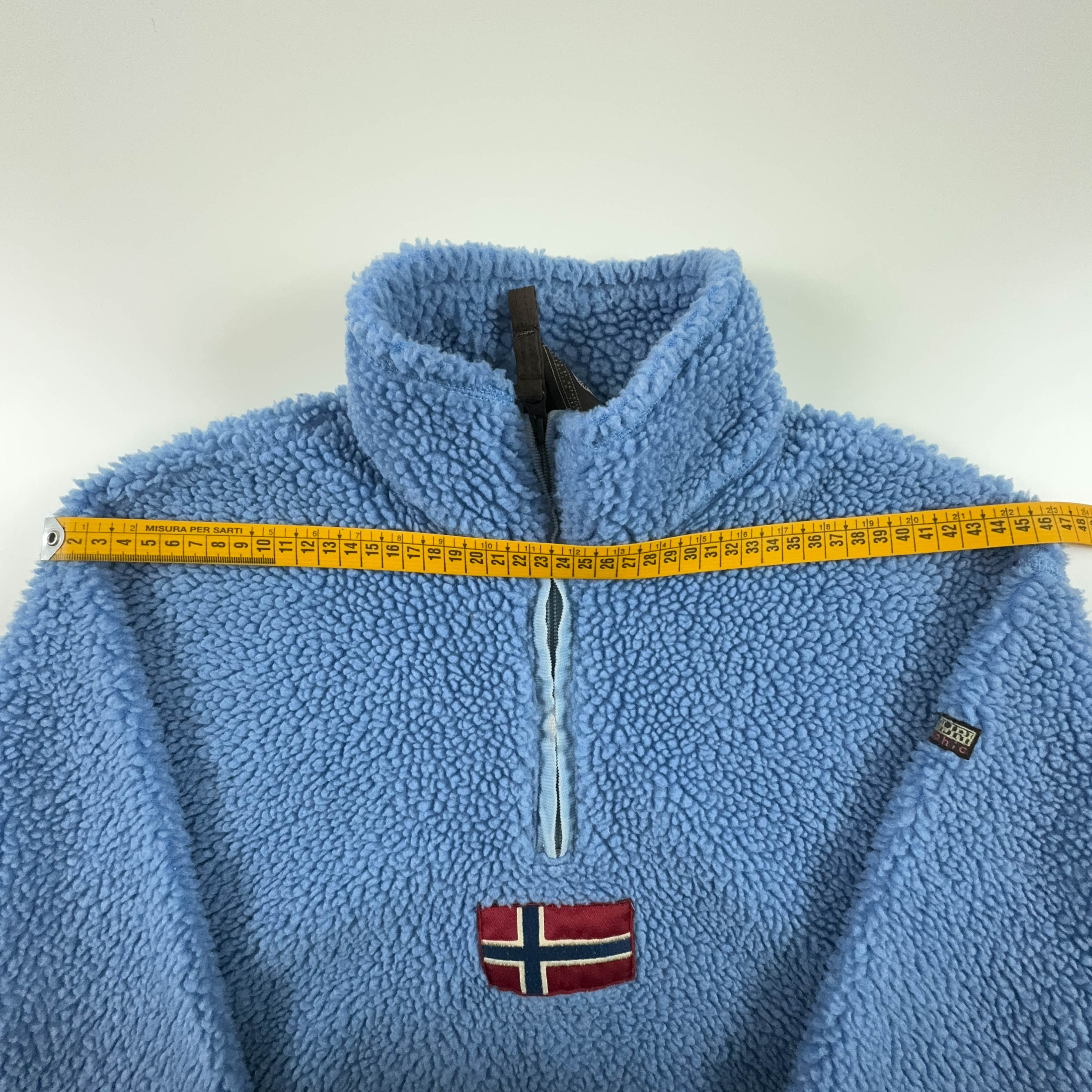 Pile Napapijri Vintage azzurro quarter zip con ricamo sul fronte - Taglia XL uomo