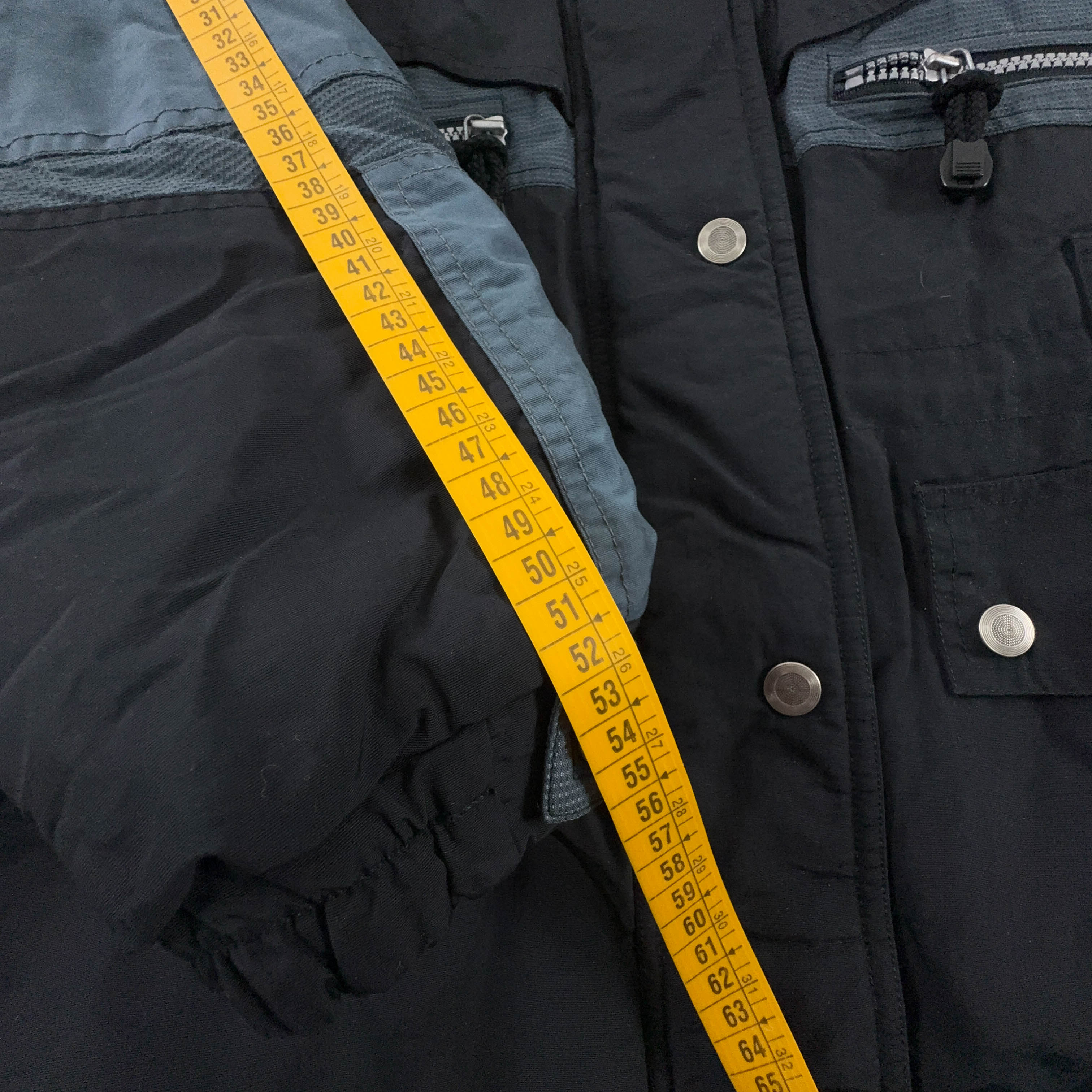 Giacca invernale Colmar Vintage blu e nera con bottoni e cappuccio anni 90 - Taglia I44 uomo