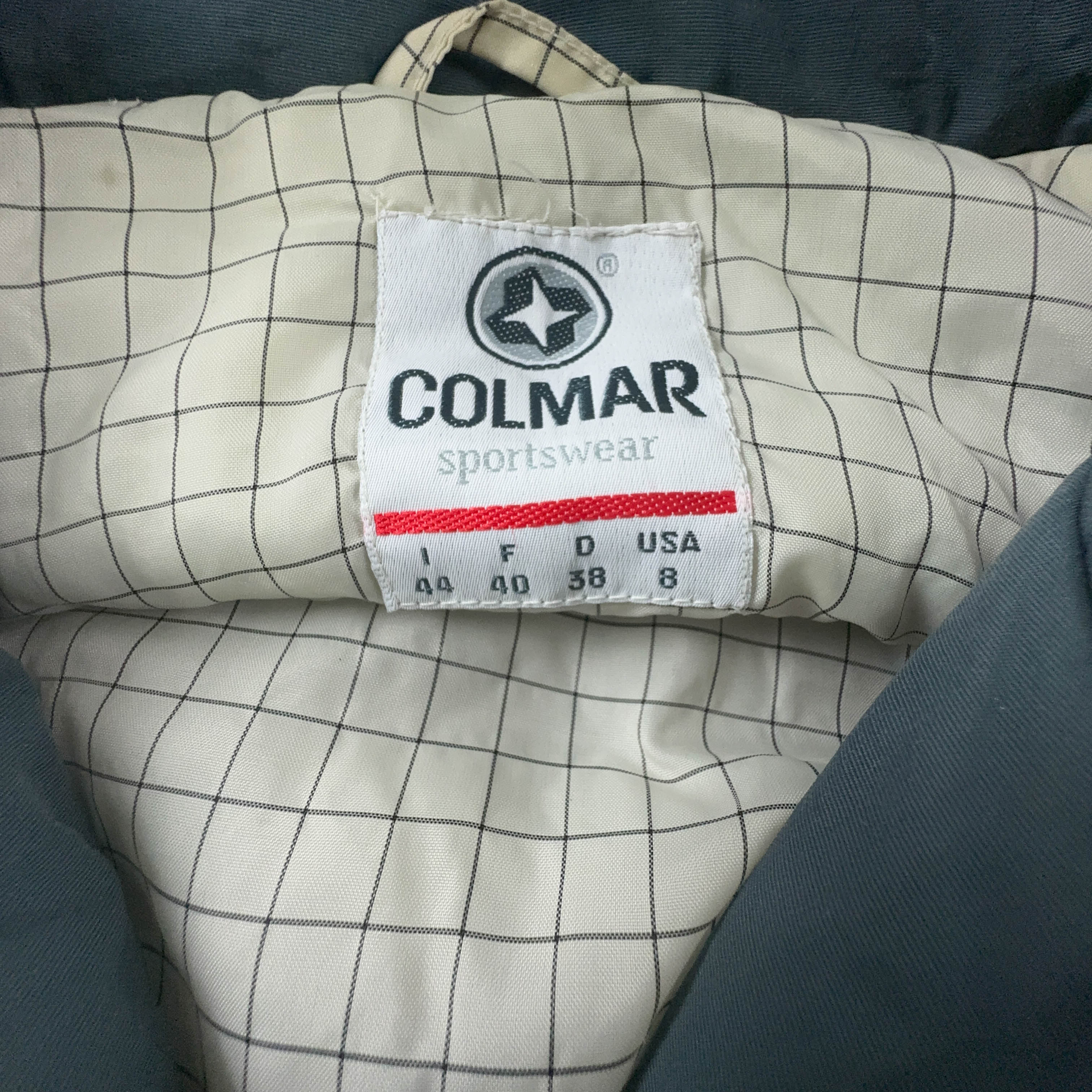 Giacca invernale Colmar Vintage blu e nera con bottoni e cappuccio anni 90 - Taglia I44 uomo