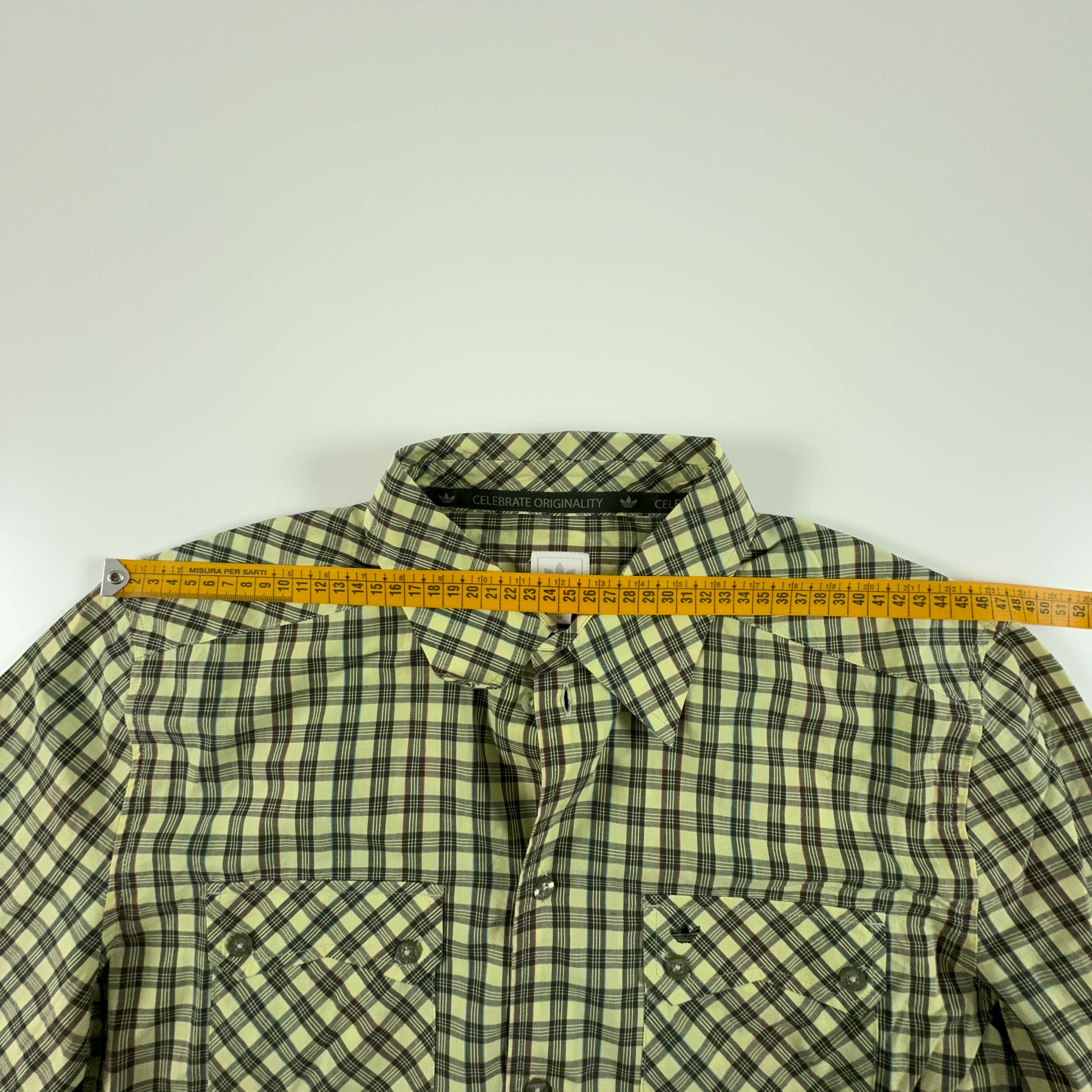 Camicia Adidas Vintage a quadri gialla anni 2000 - Taglia M uomo