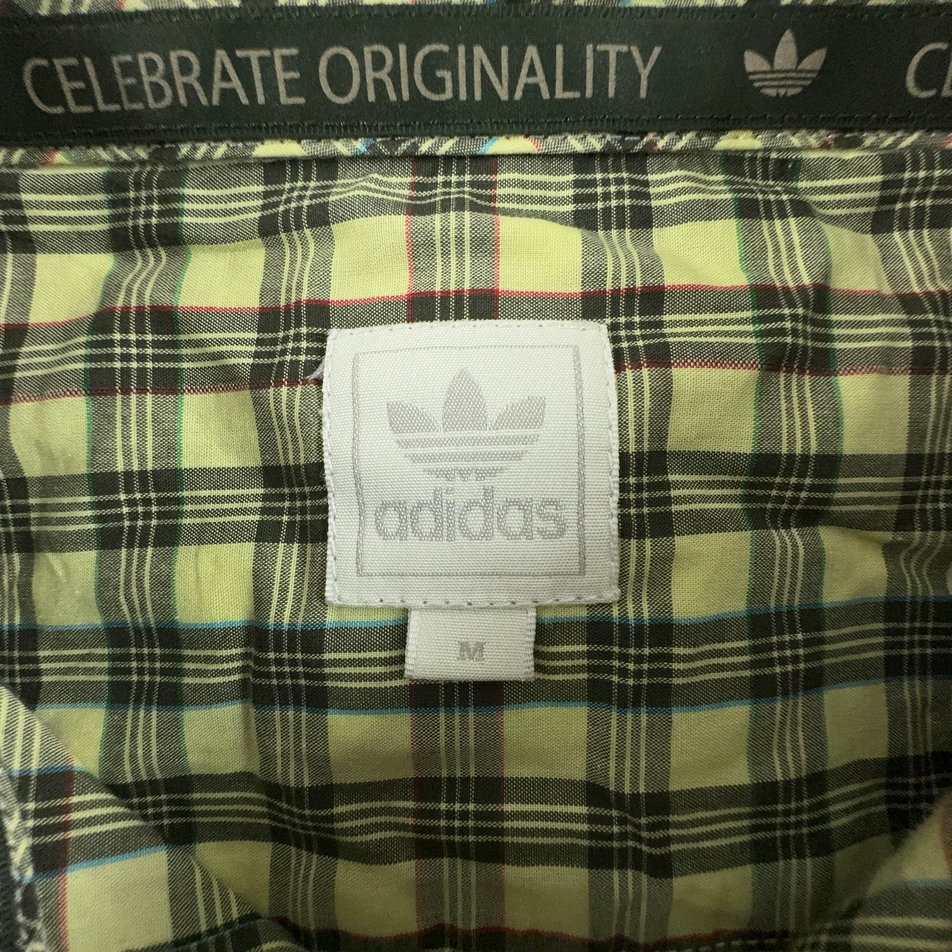 Camicia Adidas Vintage a quadri gialla anni 2000 - Taglia M uomo