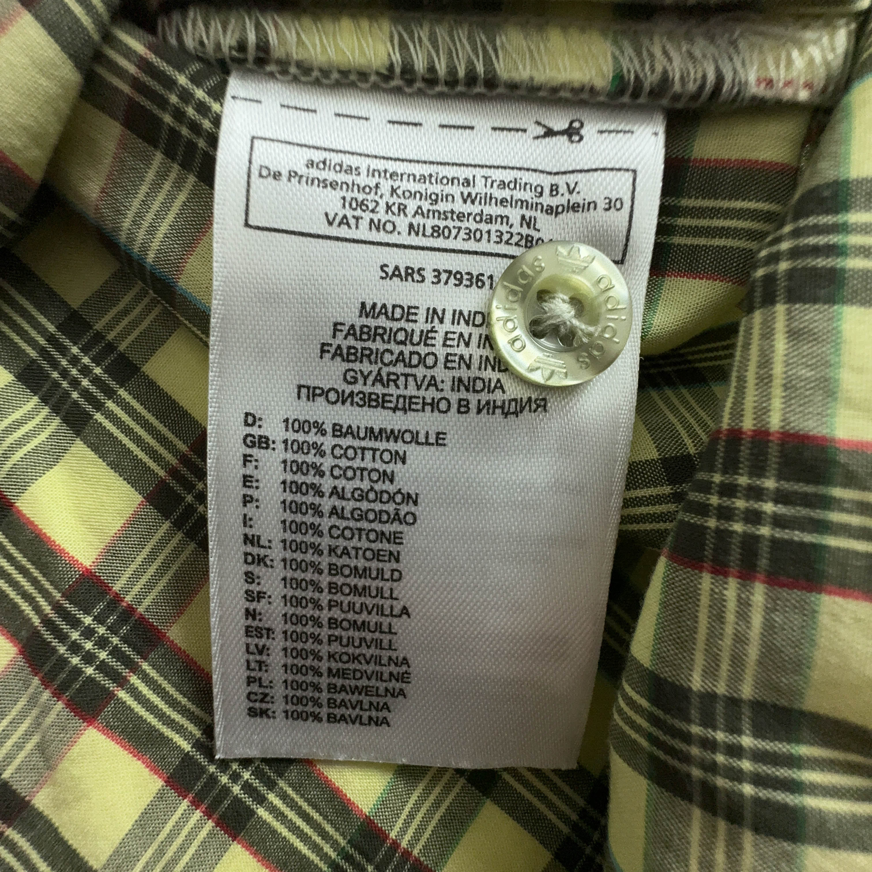 Camicia Adidas Vintage a quadri gialla anni 2000 - Taglia M uomo