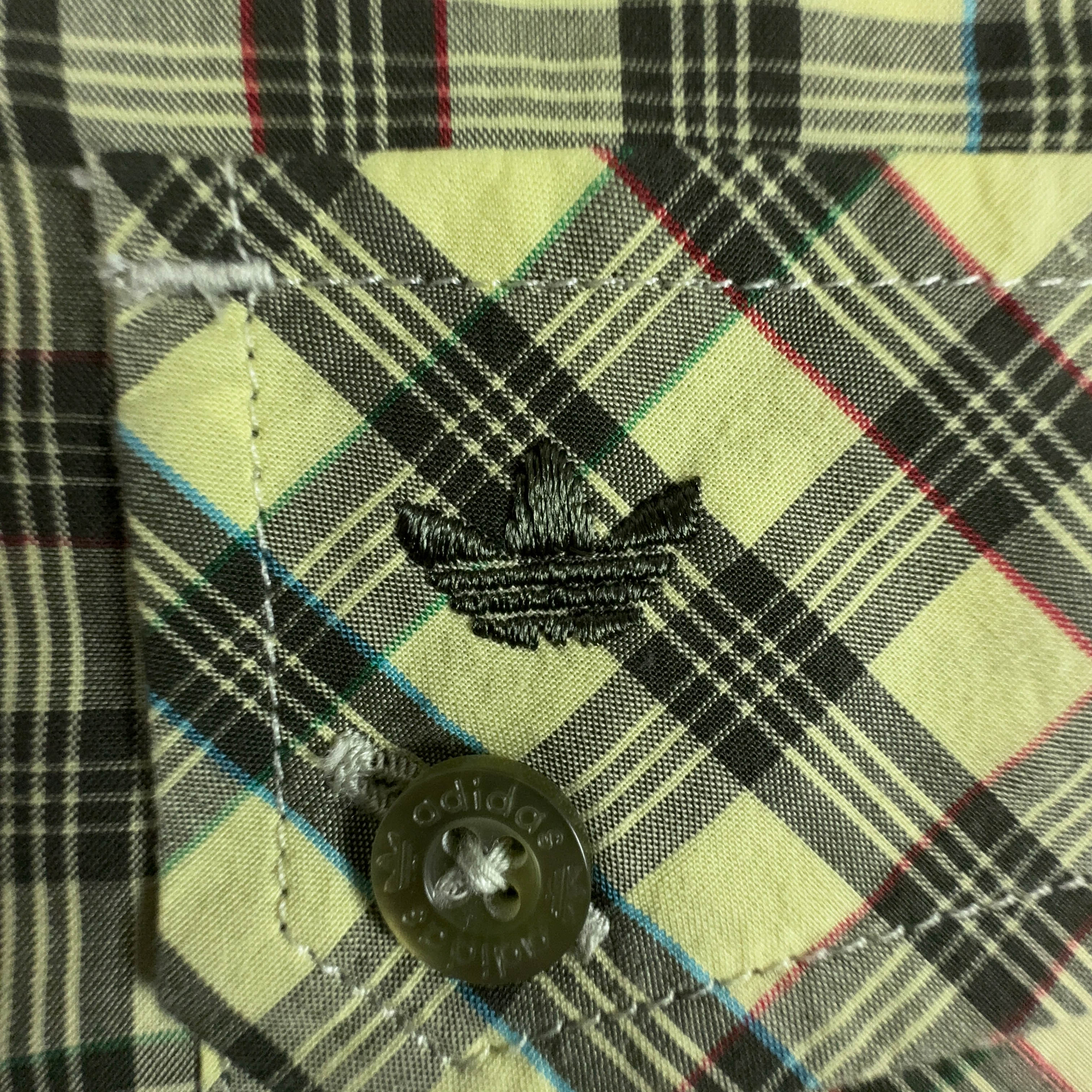 Camicia Adidas Vintage a quadri gialla anni 2000 - Taglia M uomo