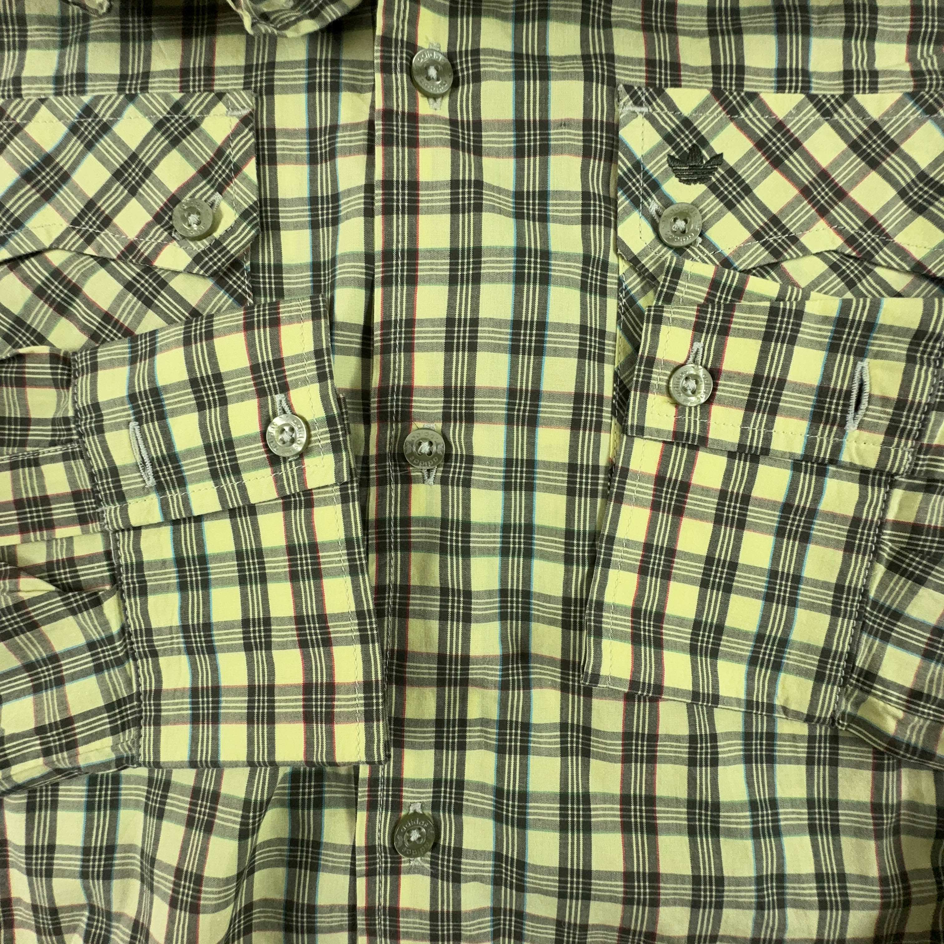 Camicia Adidas Vintage a quadri gialla anni 2000 - Taglia M uomo