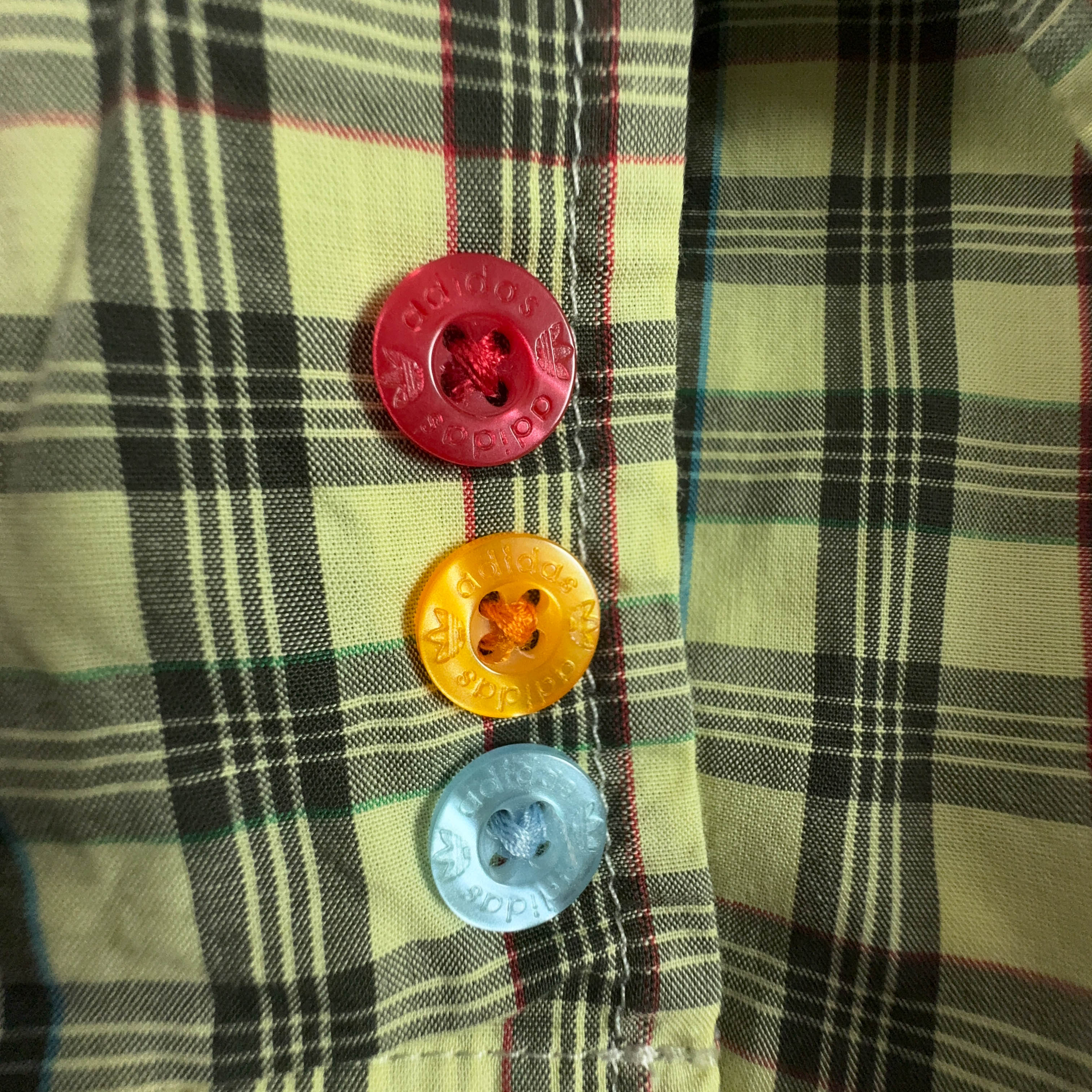 Camicia Adidas Vintage a quadri gialla anni 2000 - Taglia M uomo