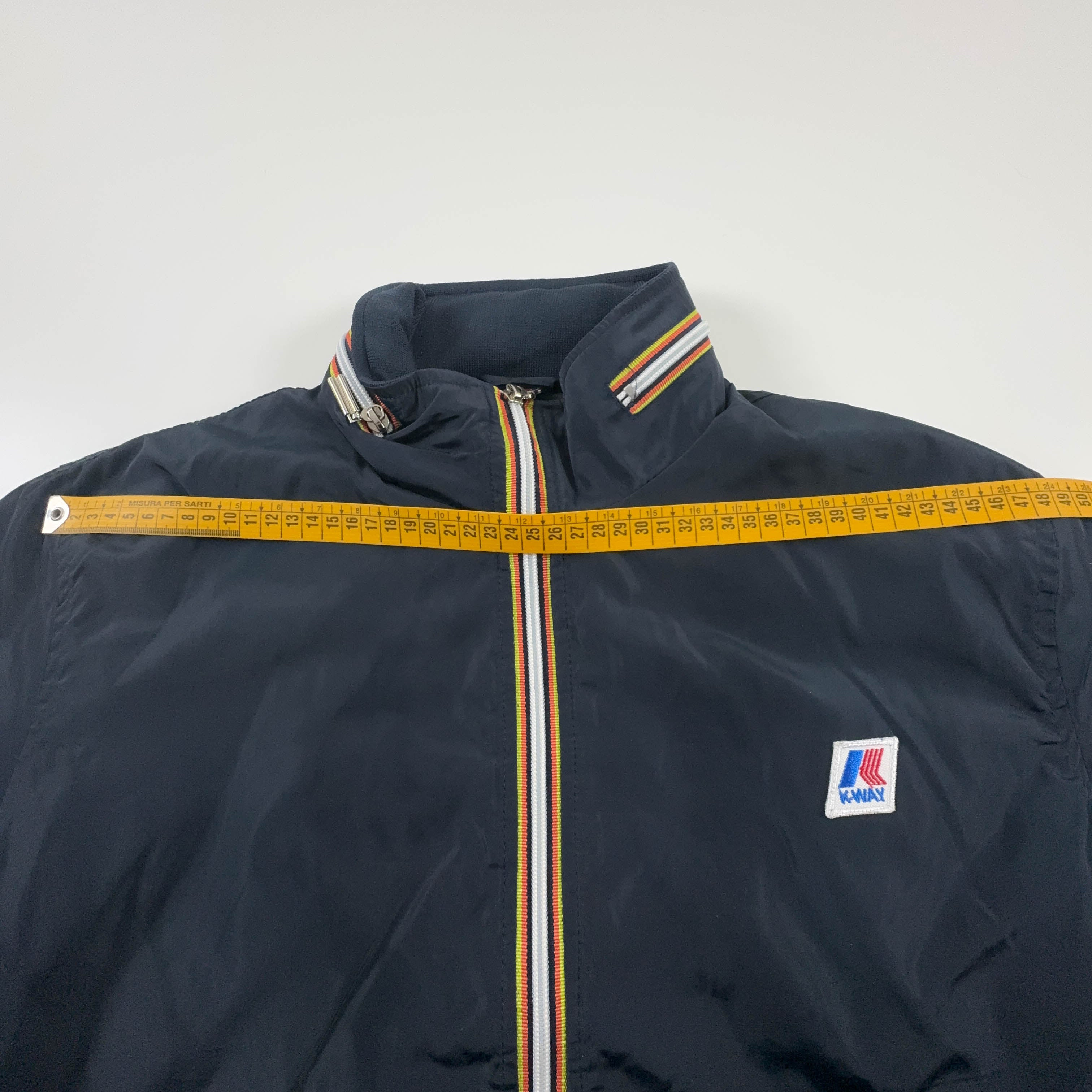 Giacca invernale K way blu scura con zip e cappuccio - Taglia M uomo