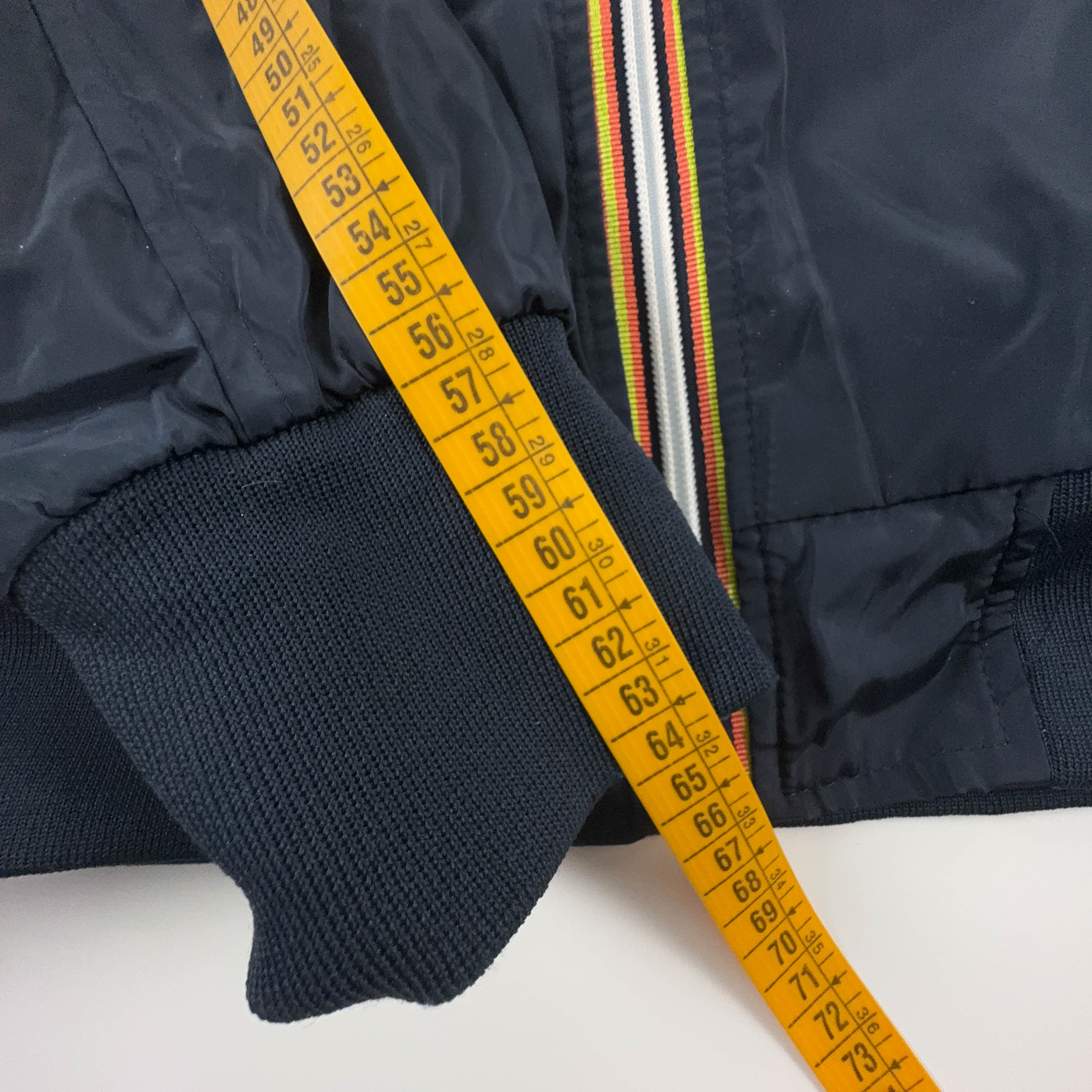 Giacca invernale K way blu scura con zip e cappuccio - Taglia M uomo