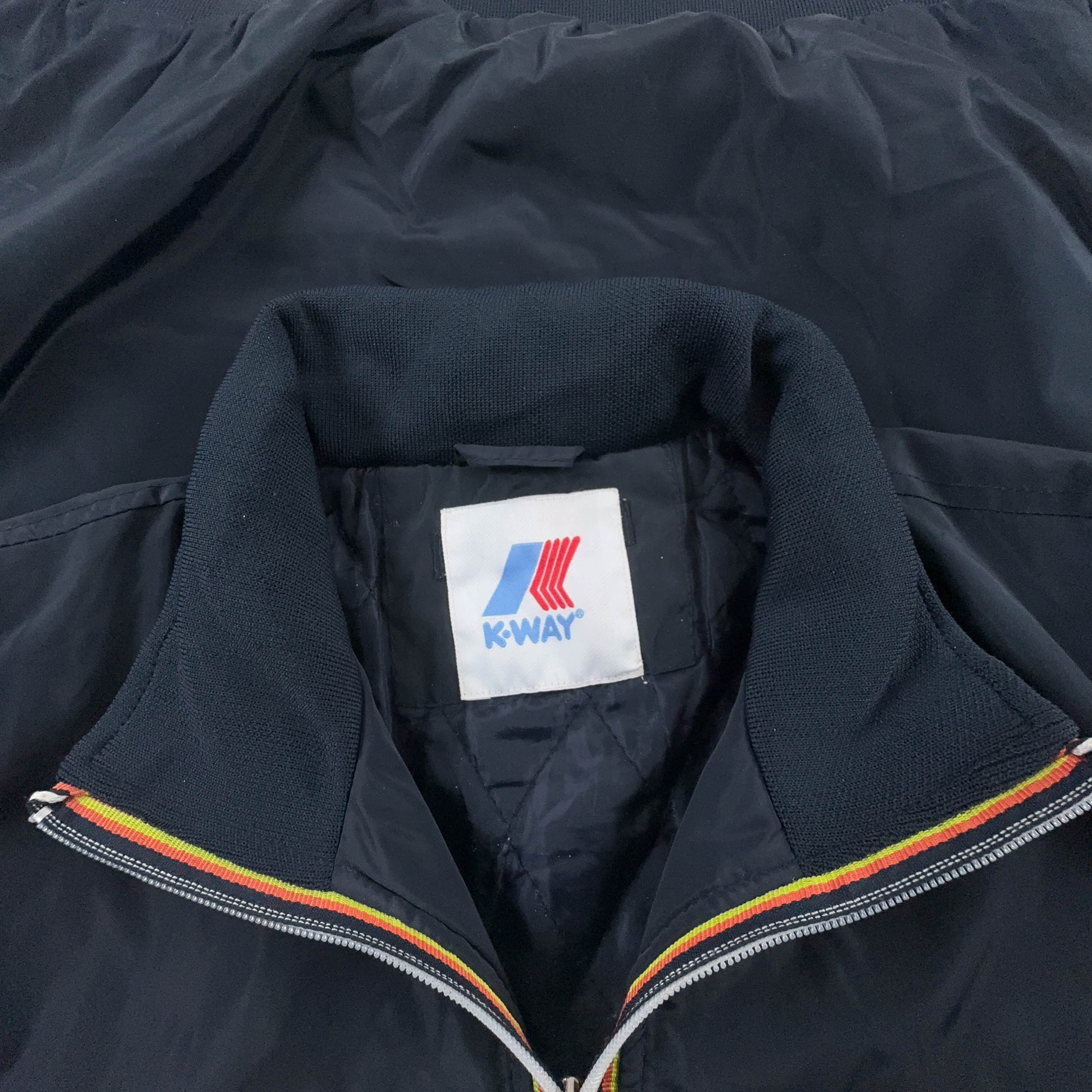 Giacca invernale K way blu scura con zip e cappuccio - Taglia M uomo