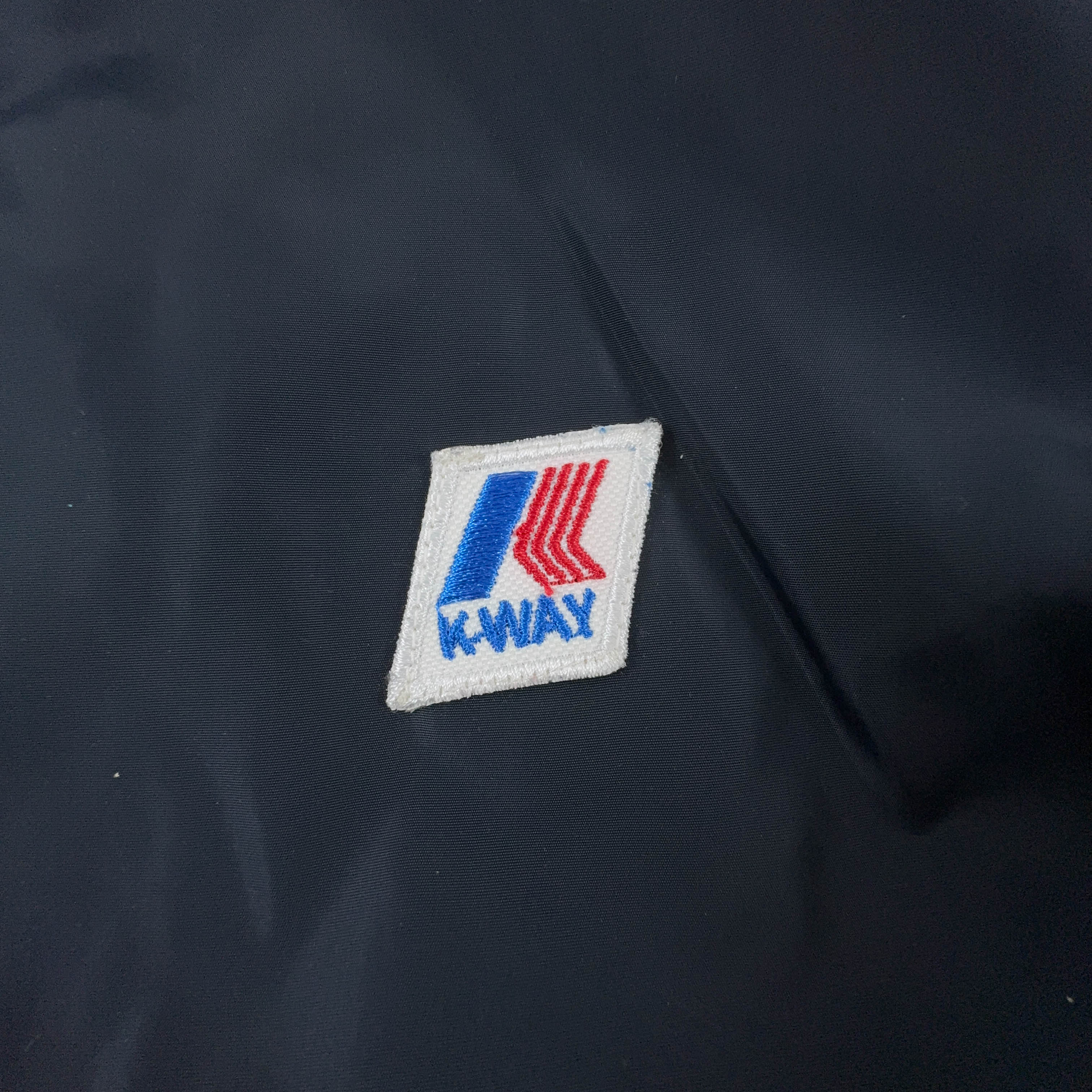 Giacca invernale K way blu scura con zip e cappuccio - Taglia M uomo