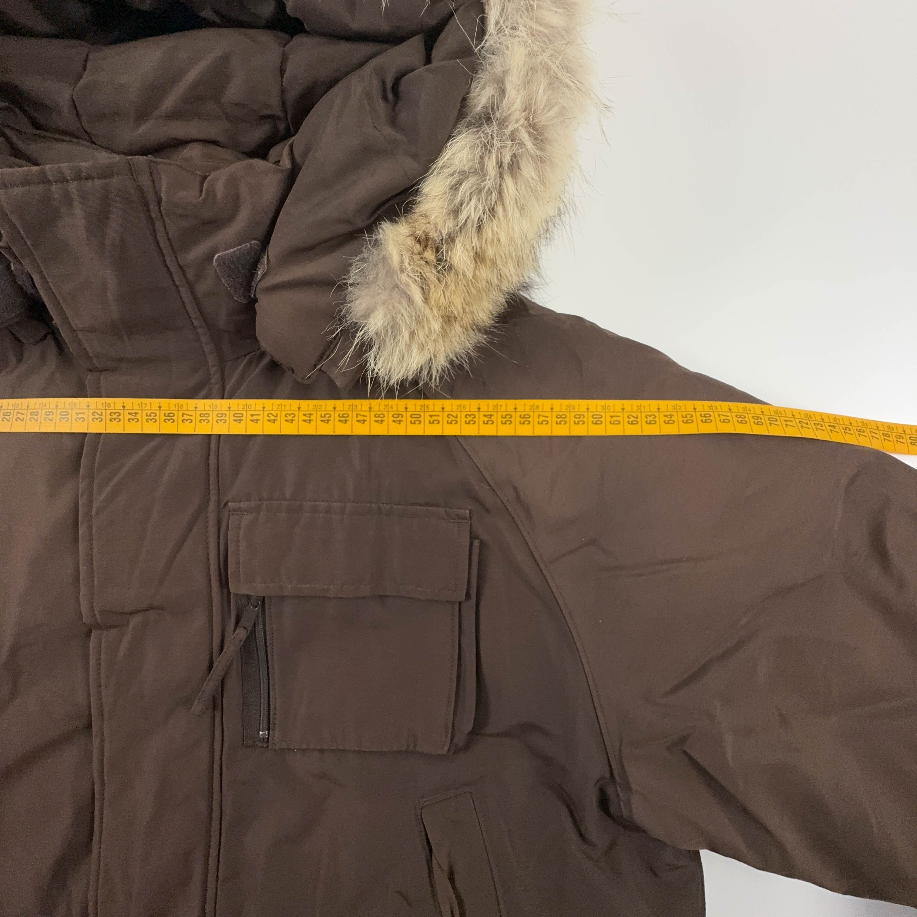 Giubbotto invernale Woolrich marrone con cappuccio e zip - Taglia L uomo