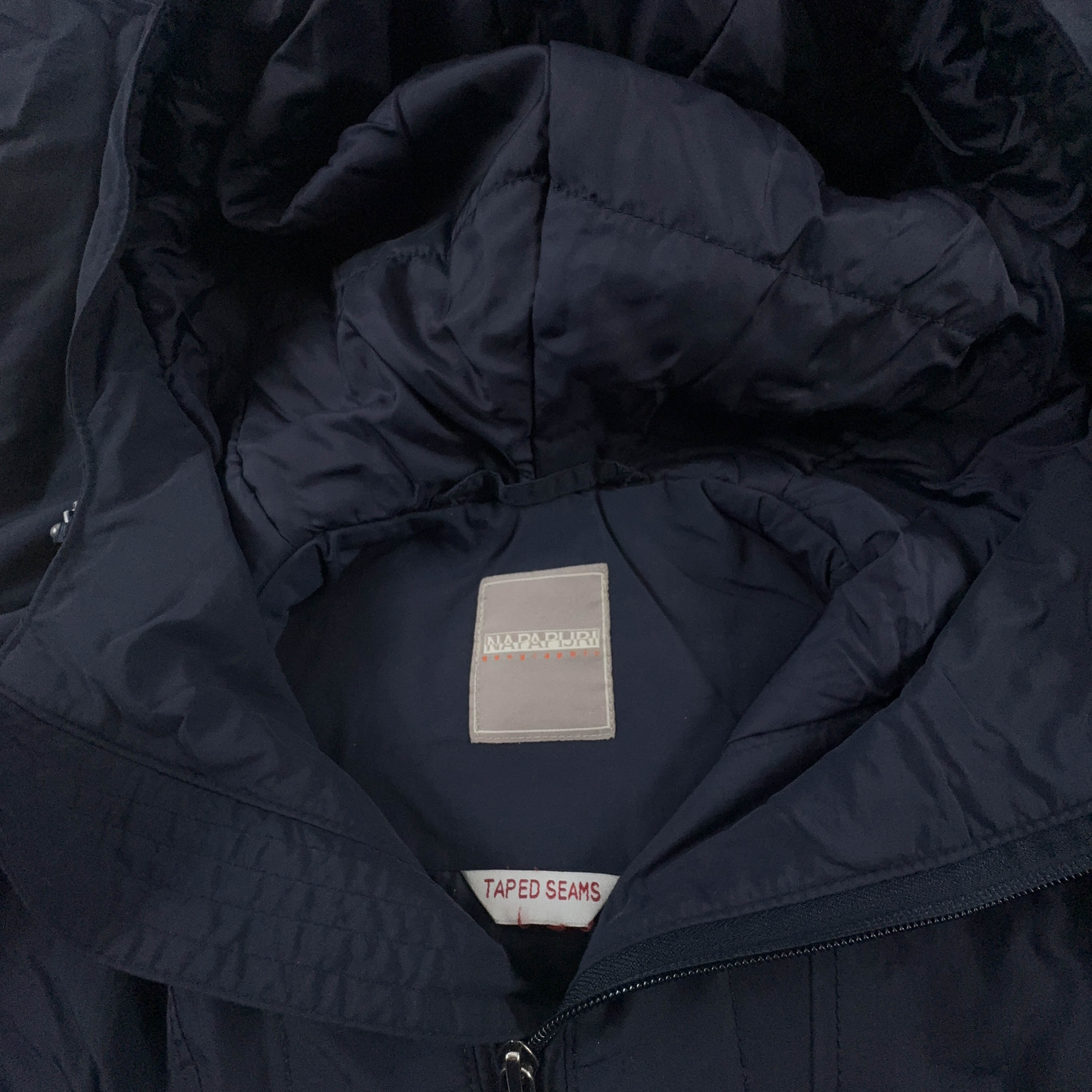 Giubbotto invernale Napapijri blu scura con tasca frontale e cappuccio - Taglia S uomo