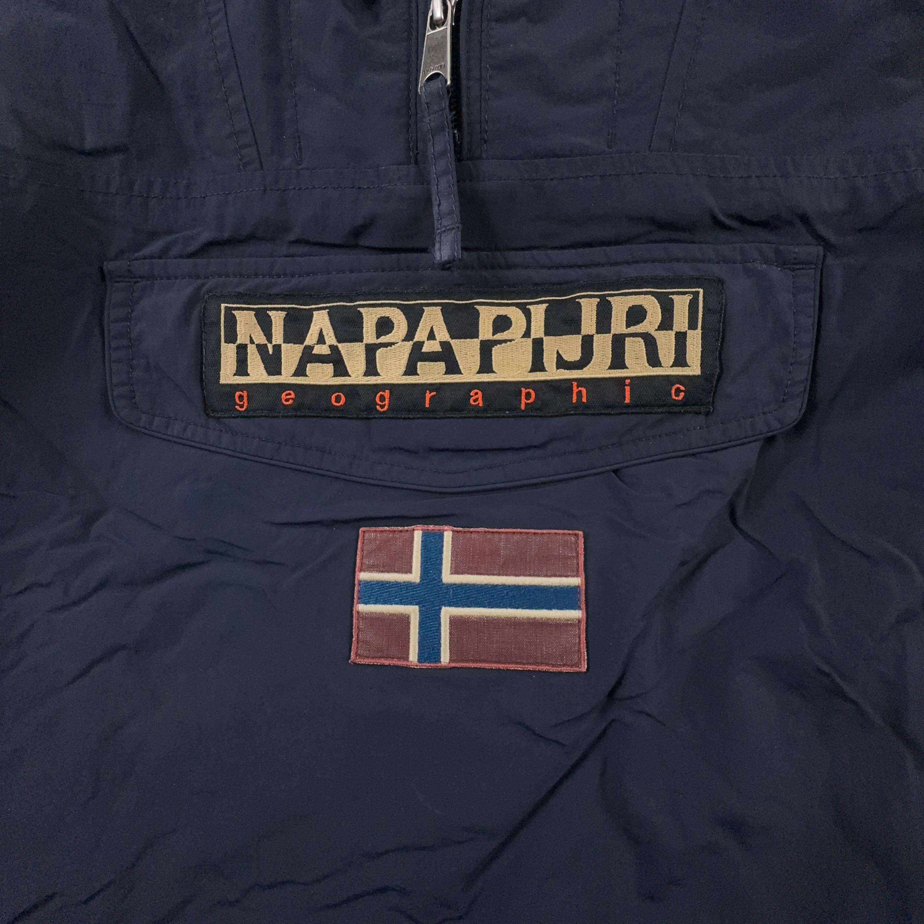 Giubbotto invernale Napapijri blu scura con tasca frontale e cappuccio - Taglia S uomo