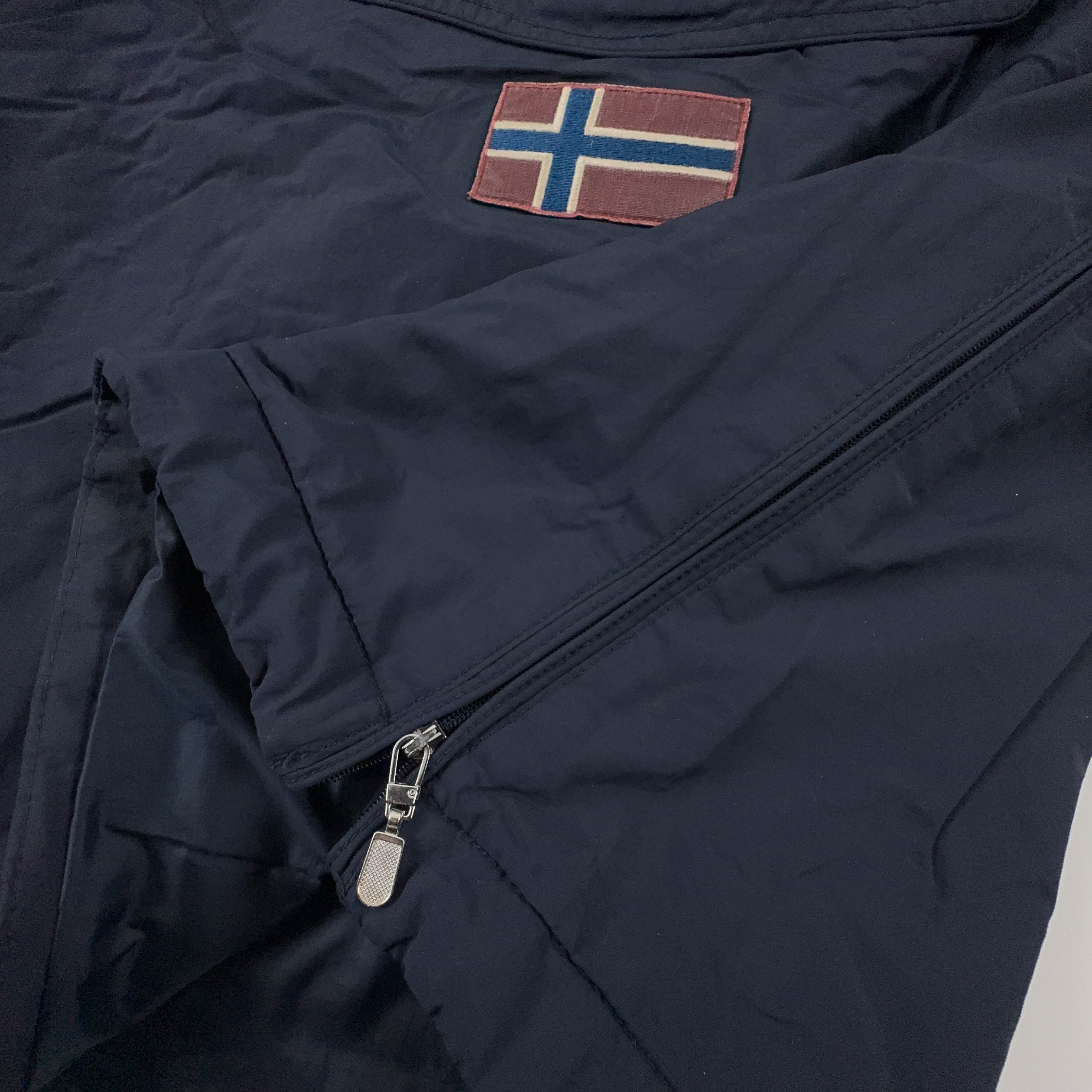 Giubbotto invernale Napapijri blu scura con tasca frontale e cappuccio - Taglia S uomo