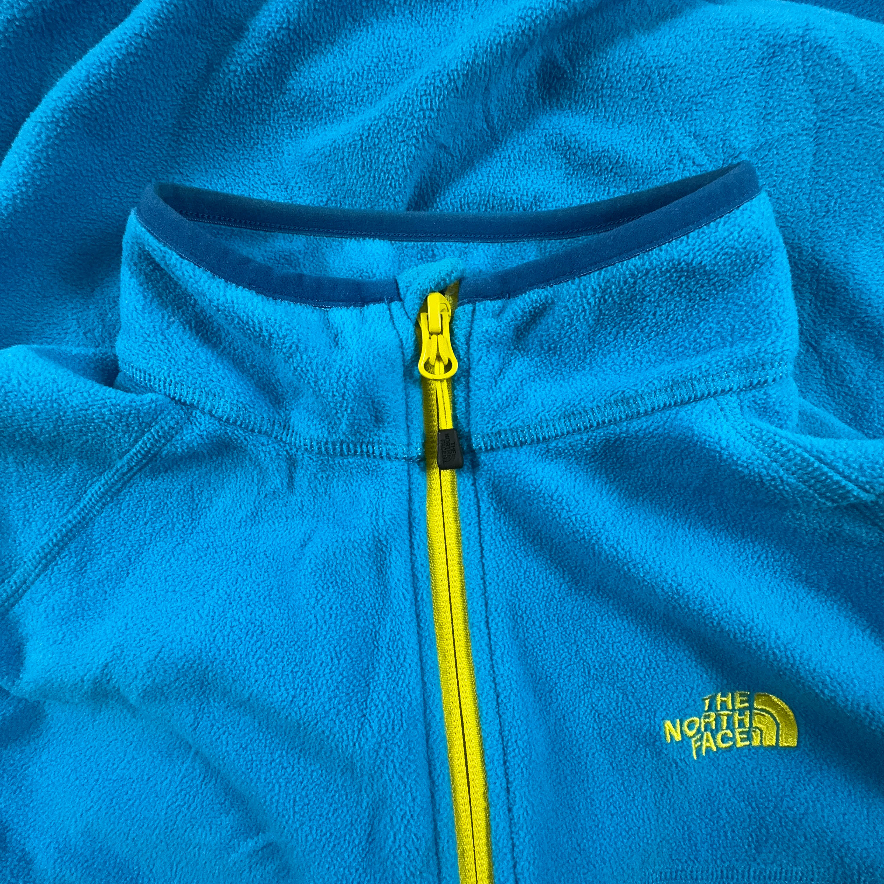 Pile smanicato The North Face blu con zip intera gialla - Taglia L uomo