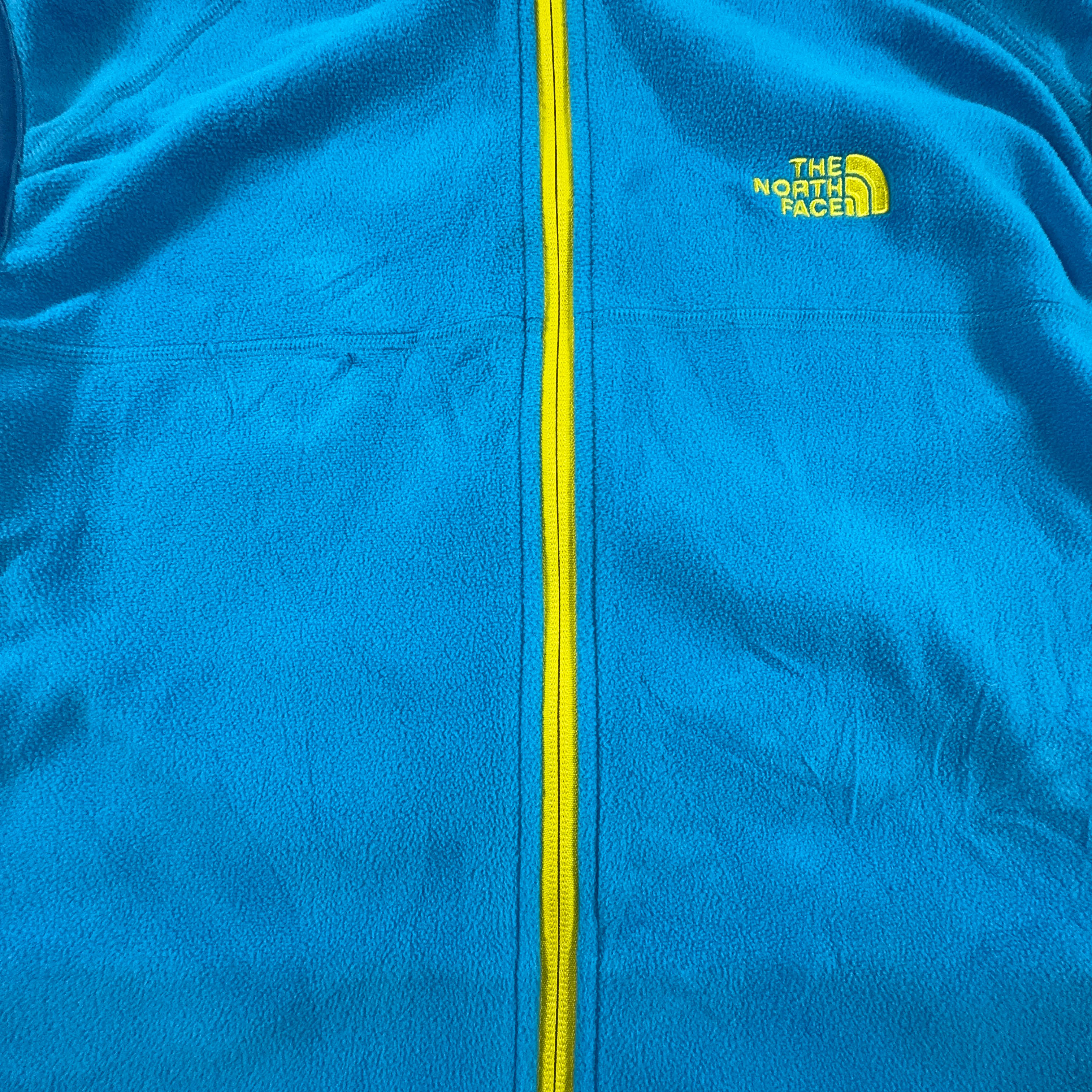 Pile smanicato The North Face blu con zip intera gialla - Taglia L uomo