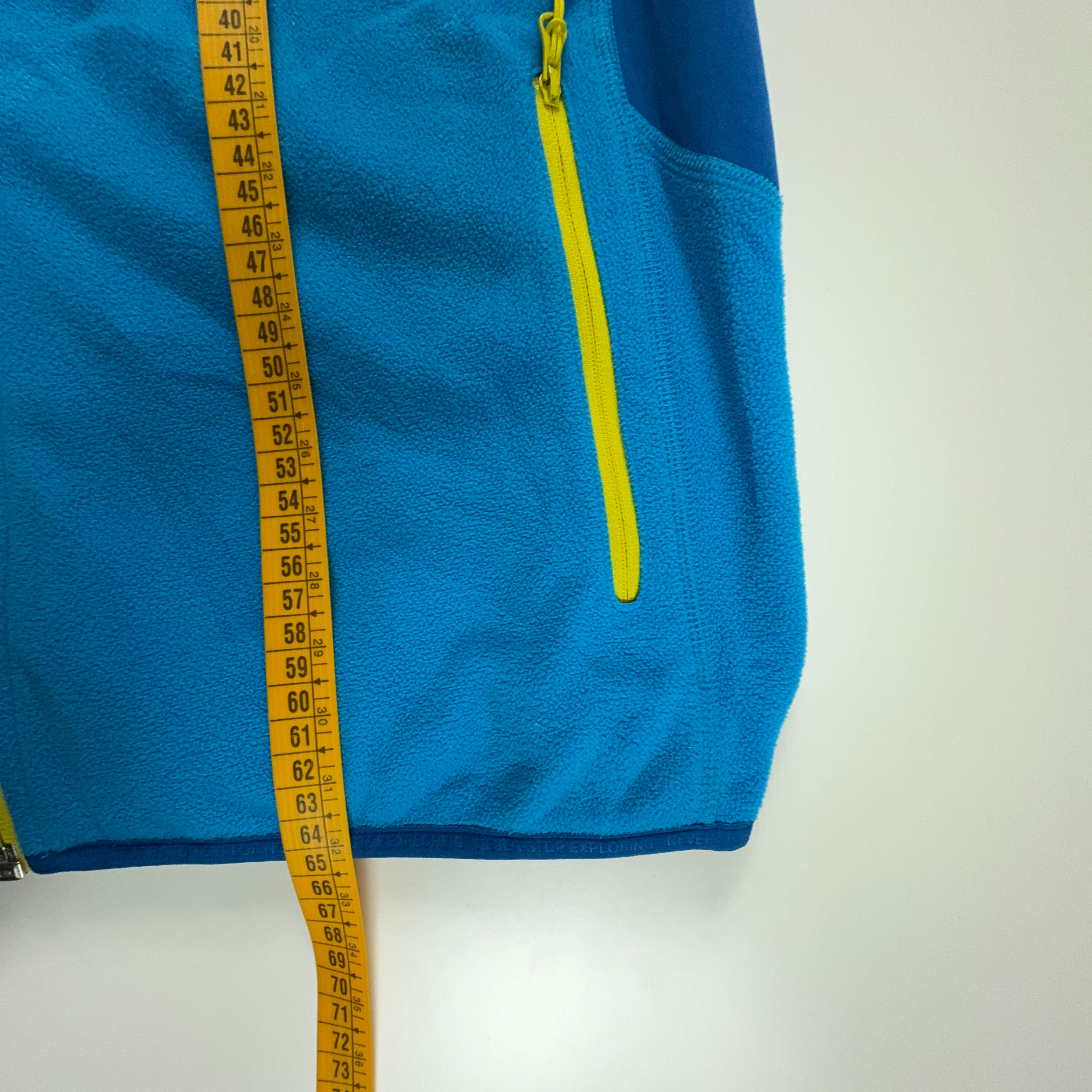 Pile smanicato The North Face blu con zip intera gialla - Taglia L uomo