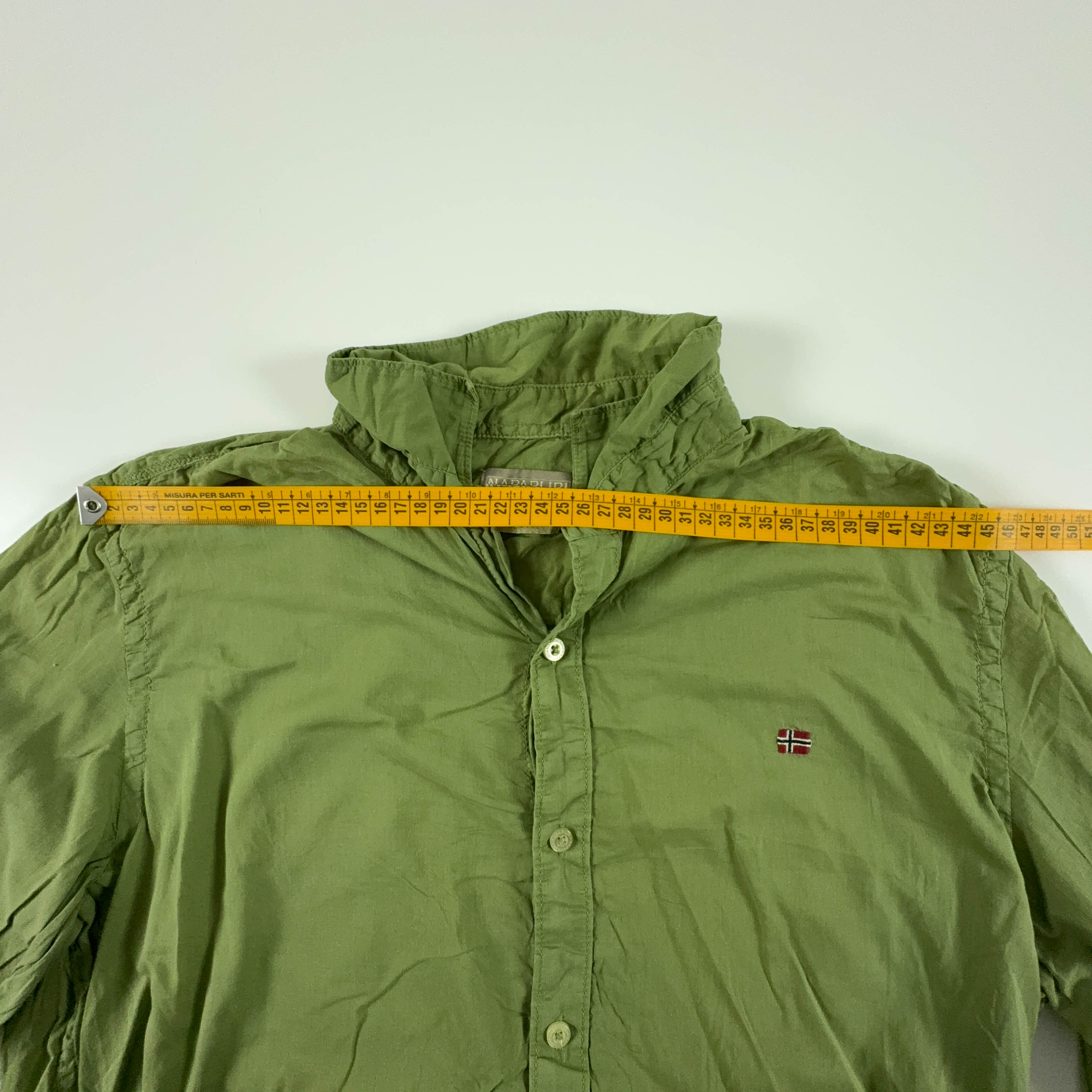 Camicia Napapijri verde slim fit tinta unita - Taglia L/XL uomo