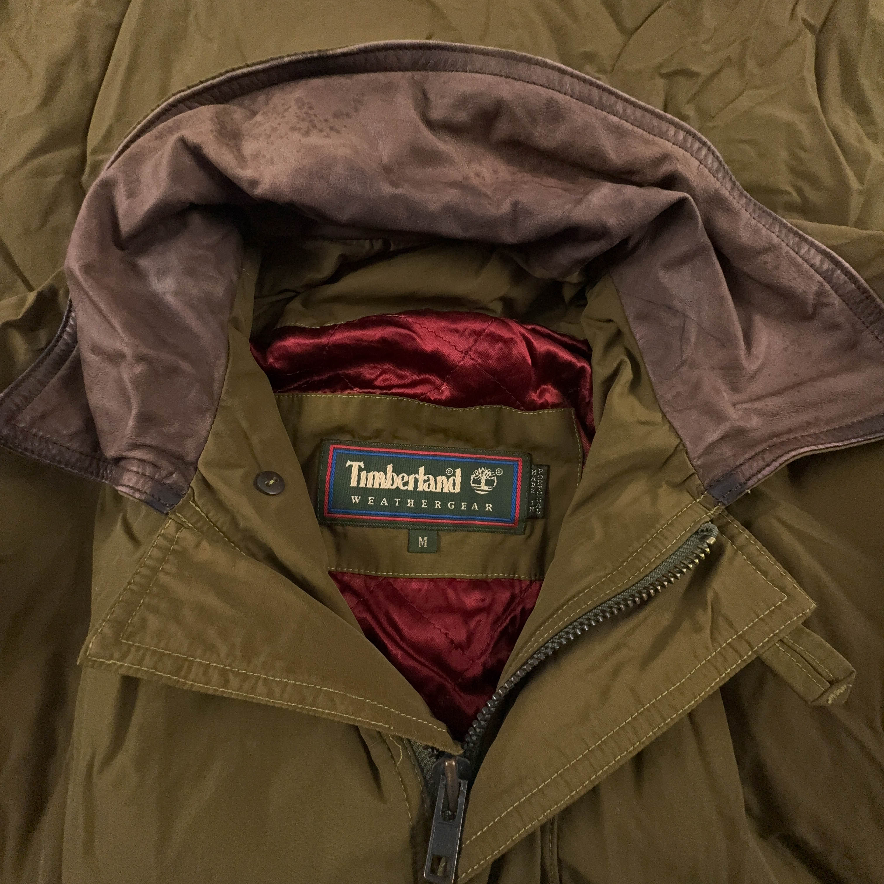 Giacca invernale Timberland Vintage in goretex marrone verde con bottoni anni 90 00 - Taglia L/XL uomo