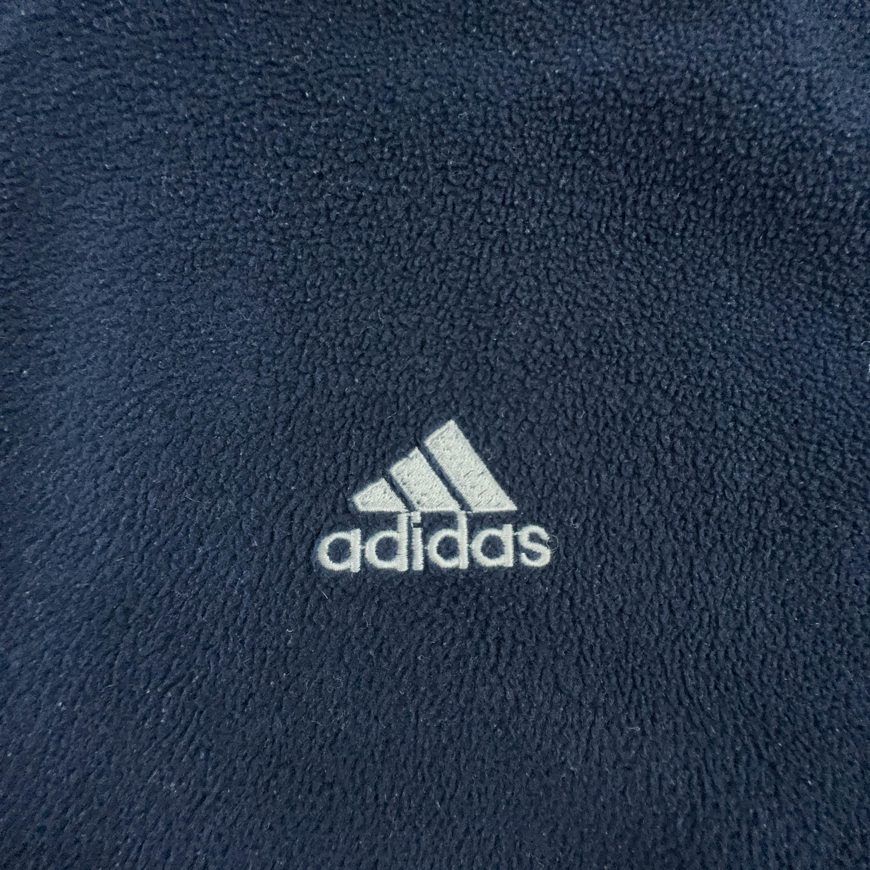 Pile Adidas Vintage blu scuro con zip intera e logo ricamato - Taglia L uomo